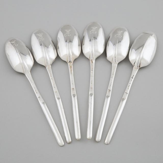 George I Silver Marrow Spoon, probably George Manjoy, London, 1719, Together with Five Later Copies