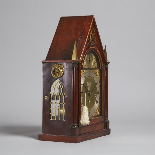 English Regency Brass Inlaid Mahogany Musical Bracket Clock, James Duncan, St. James's Street, London, c.1820