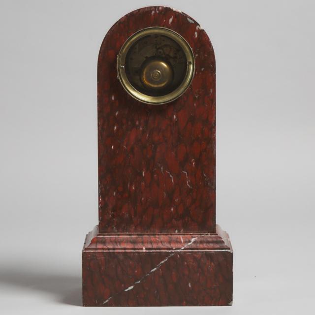French Empire Maroon Marble Mantle Clock, early-mid 19th century