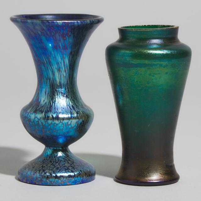 Two Austrian Iridescent Glass Vases, early 20th century