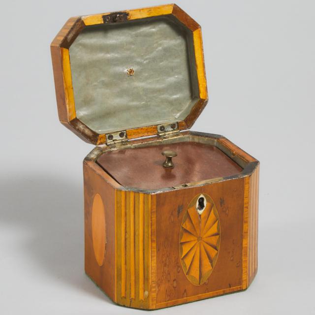 English Regency Tiger Maple Tea Caddy, early 19th century
