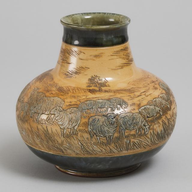 Royal Doulton Stoneware Vase, Hannah Barlow, early 20th century
