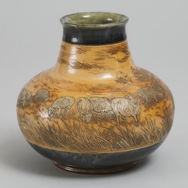 Royal Doulton Stoneware Vase, Hannah Barlow, early 20th century