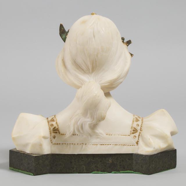 Italian School Alabaster Head and Shoulders Bust of a Young Woman, late 19th century