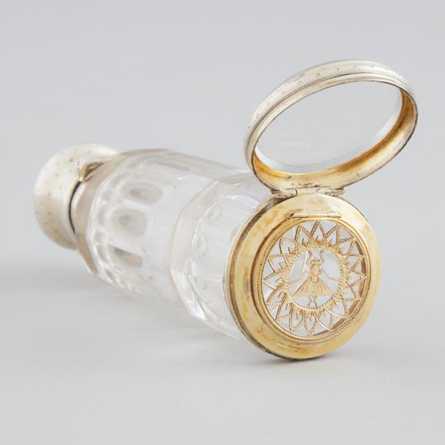 French Silver-Gilt Mounted Cut Glass  Double-Ended Perfume Phial/Vinaigrette, late 19th century