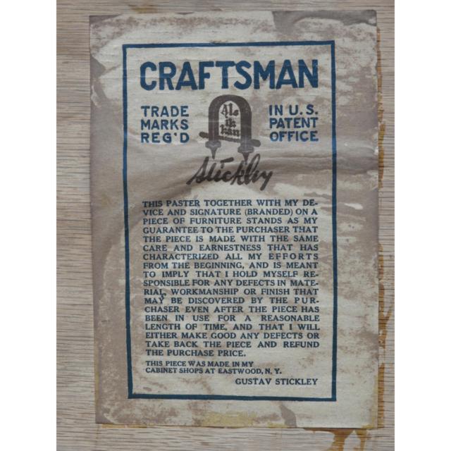 Gustav Stickely Craftsman Oak Side Board, c.1907-1912