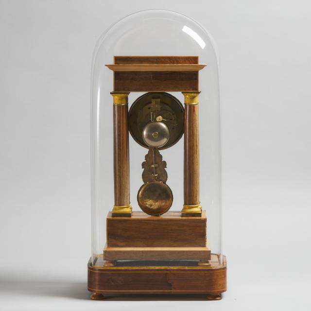 French Inlaid and Ormolu Mounted Rosewood Portico Clock, c.1840