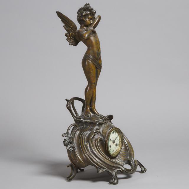 French Art Nouveau Figural Mantel Clock, c.1900
