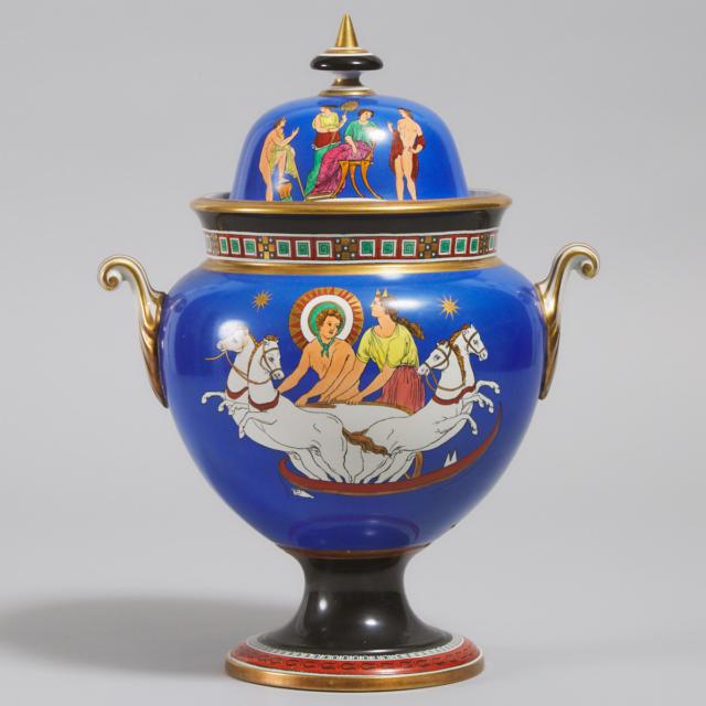 Prattware Classical Figures Covered Vase, late 19th century