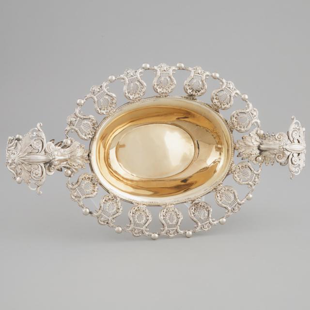 Austro-Hungarian Silver Parcel-Gilt Oval Two-Handled Basket, Vienna, 1839
