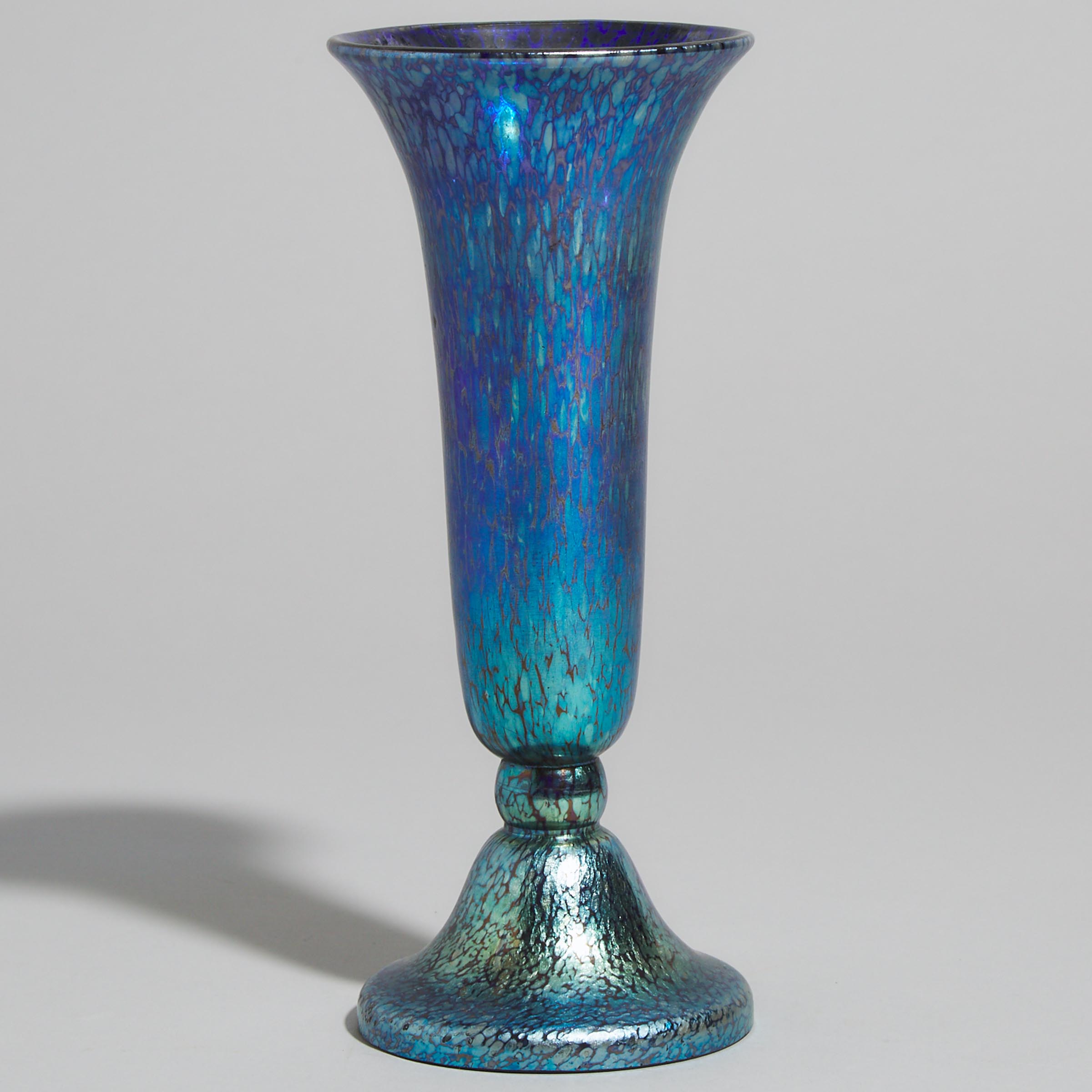 Austrian 'Papillon' Style Iridescent Blue Glass Vase, early 20th century