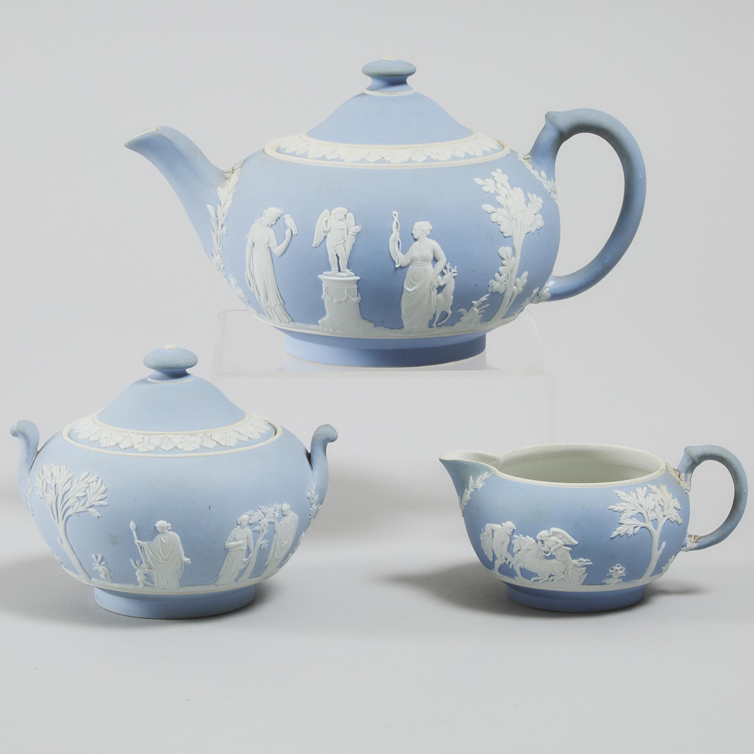 Wedgwood Blue Jasper-Dip Tea Set, c.1900