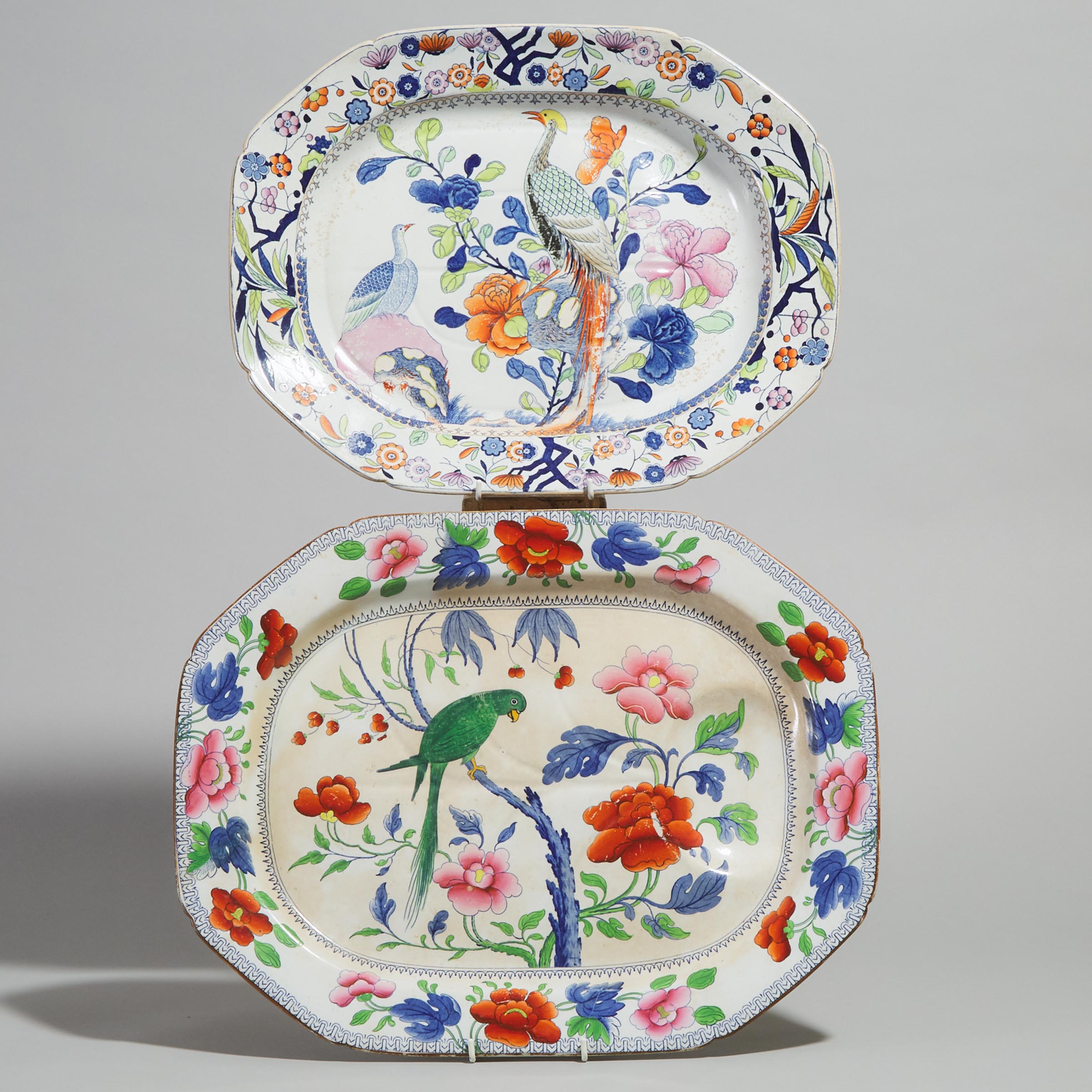 Two English Ironstone Well and Tree Platters, c.1820-30