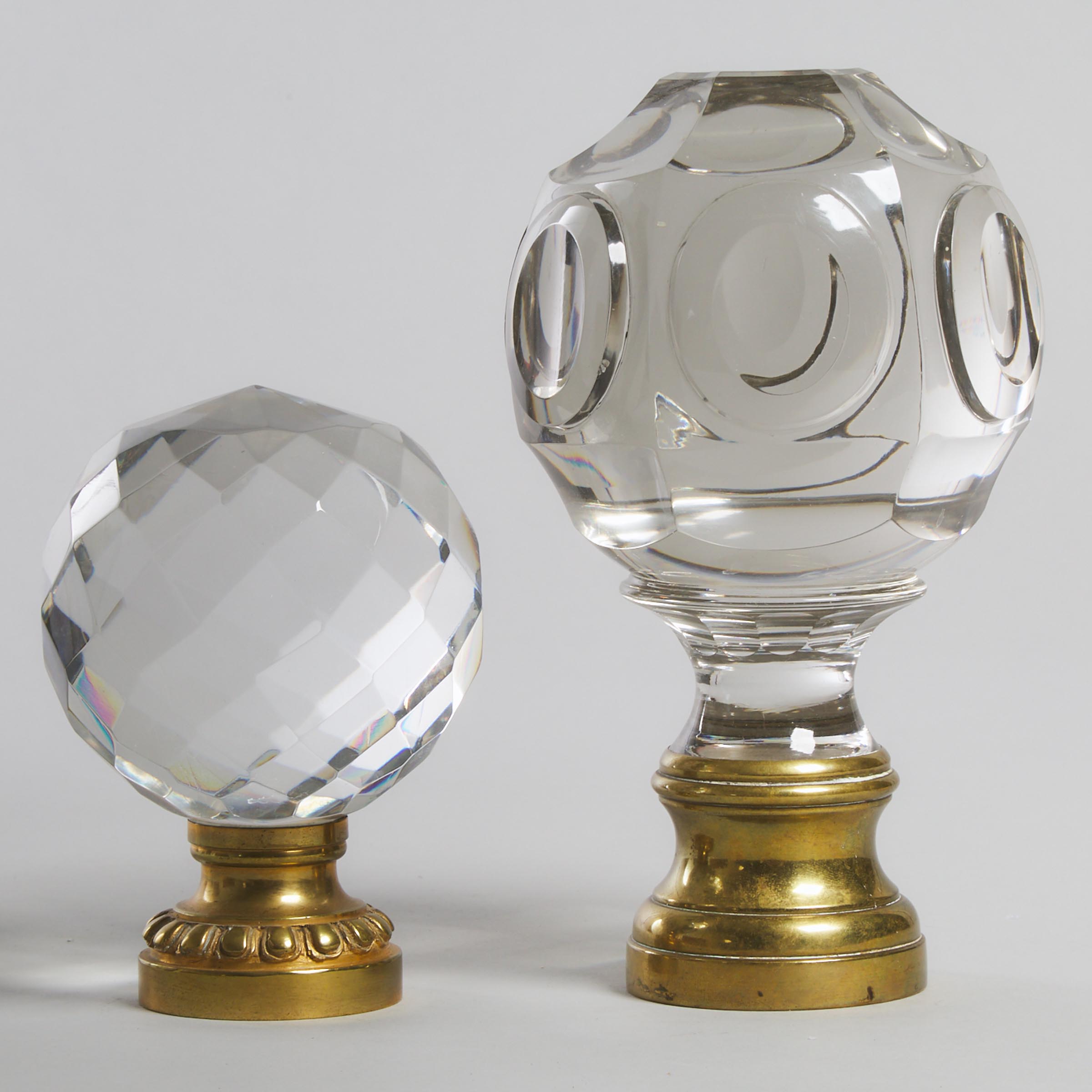 Two French Cut Glass Newel Post Finials, 19th century