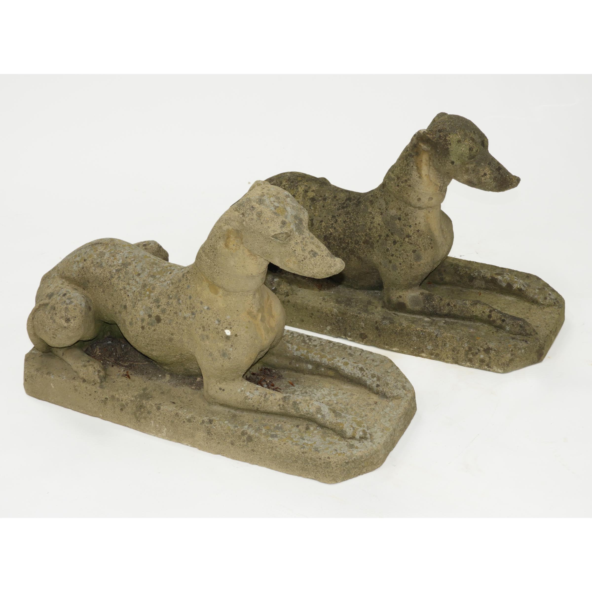 Garden Statuary Concrete Compostion Pair of Whippets, 20th century