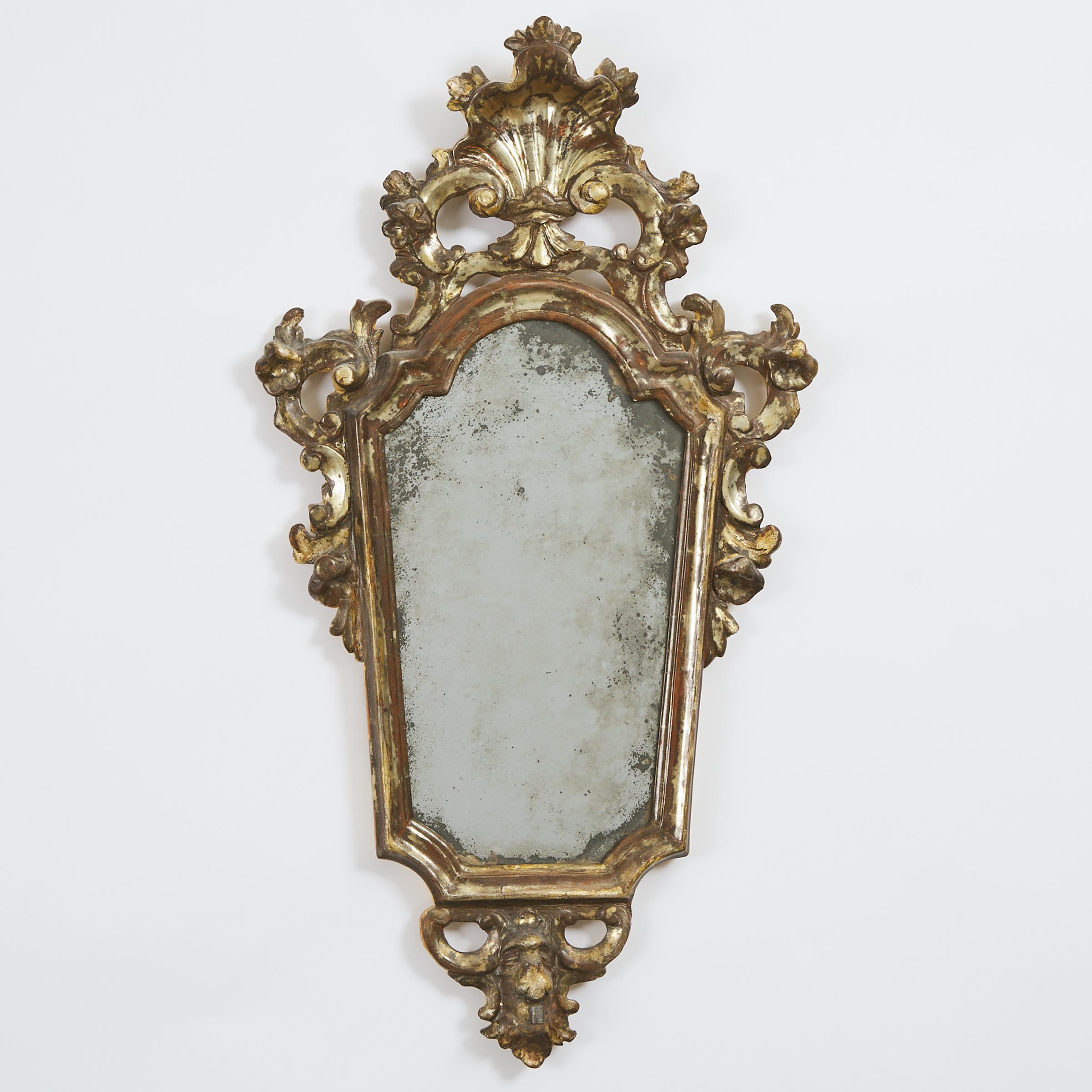 Florentine SIlver Giltwood Mirrored Wall Sconce, 19th/early 20th century