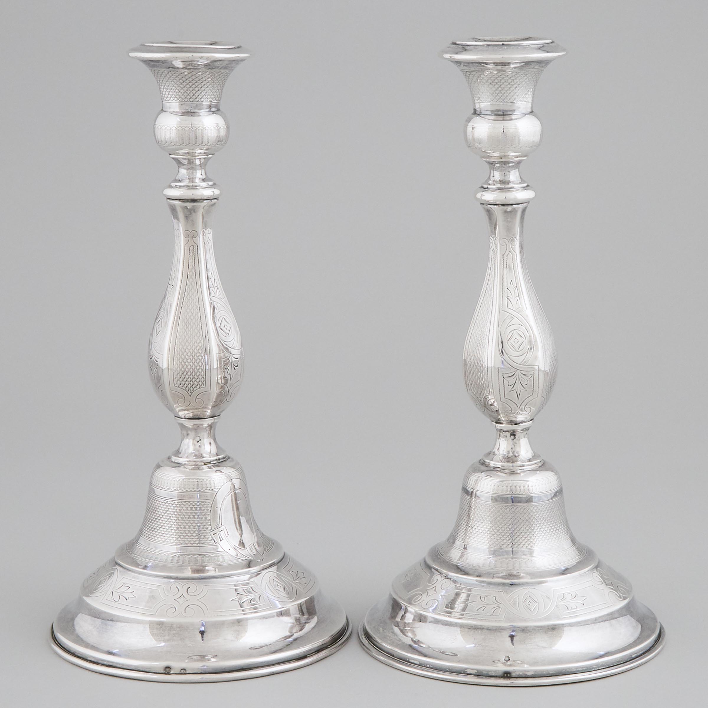Pair of Austro-Hungarian Silver Table Candlesticks, Vienna, late 19th century