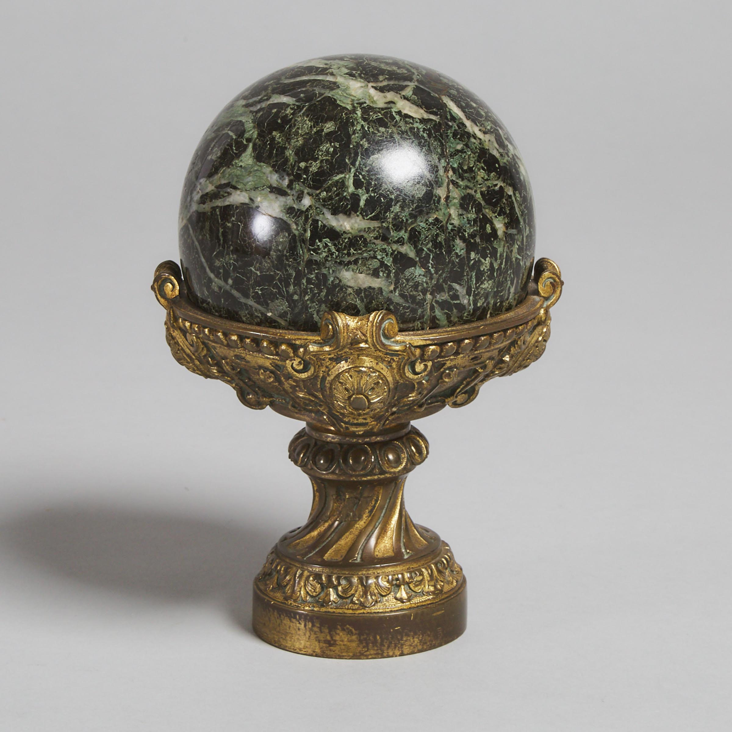French Verde Antico Marble and Gilt Bronze Newel Post Finial, 19th century