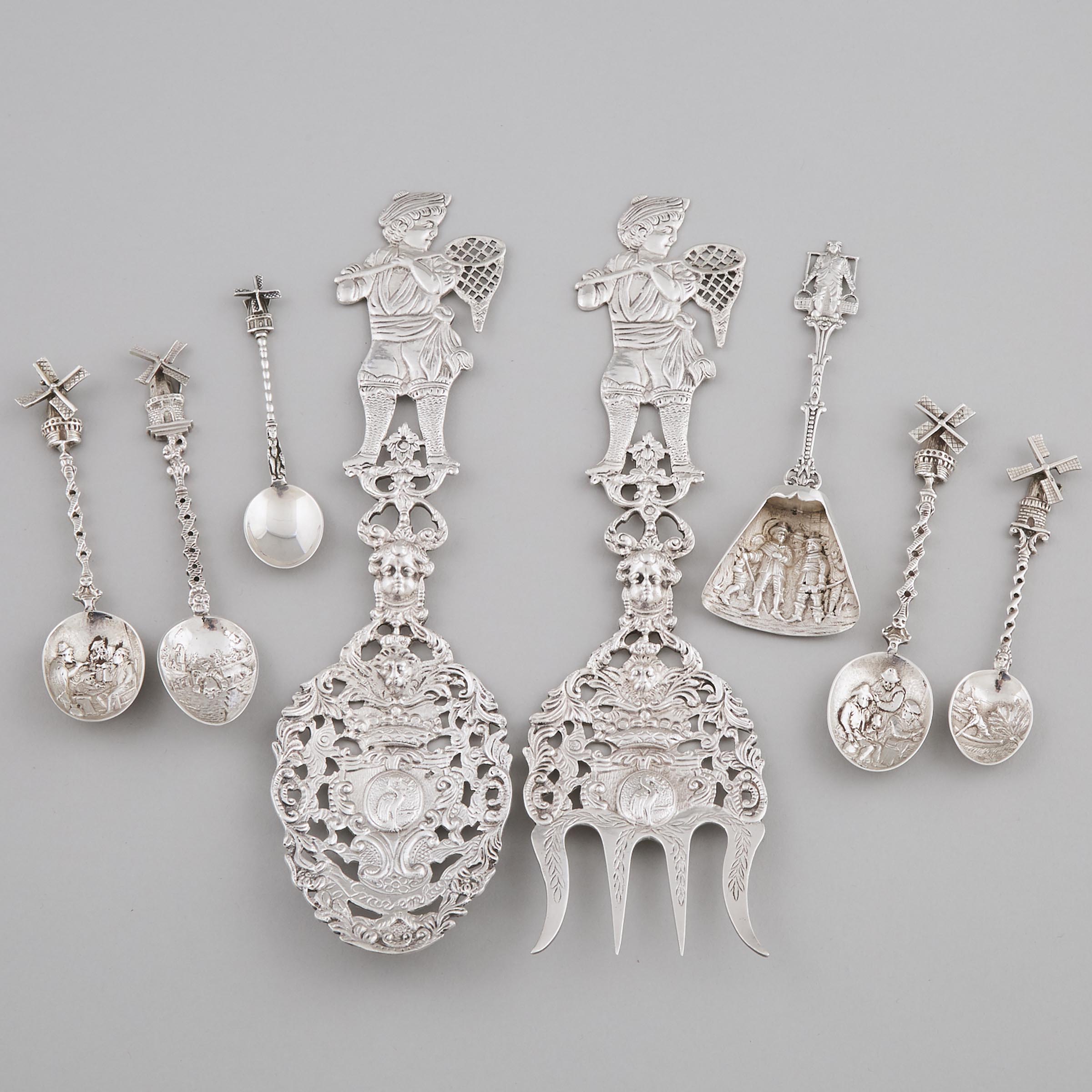 Group of Dutch Silver Novelty Flatware, 20th century