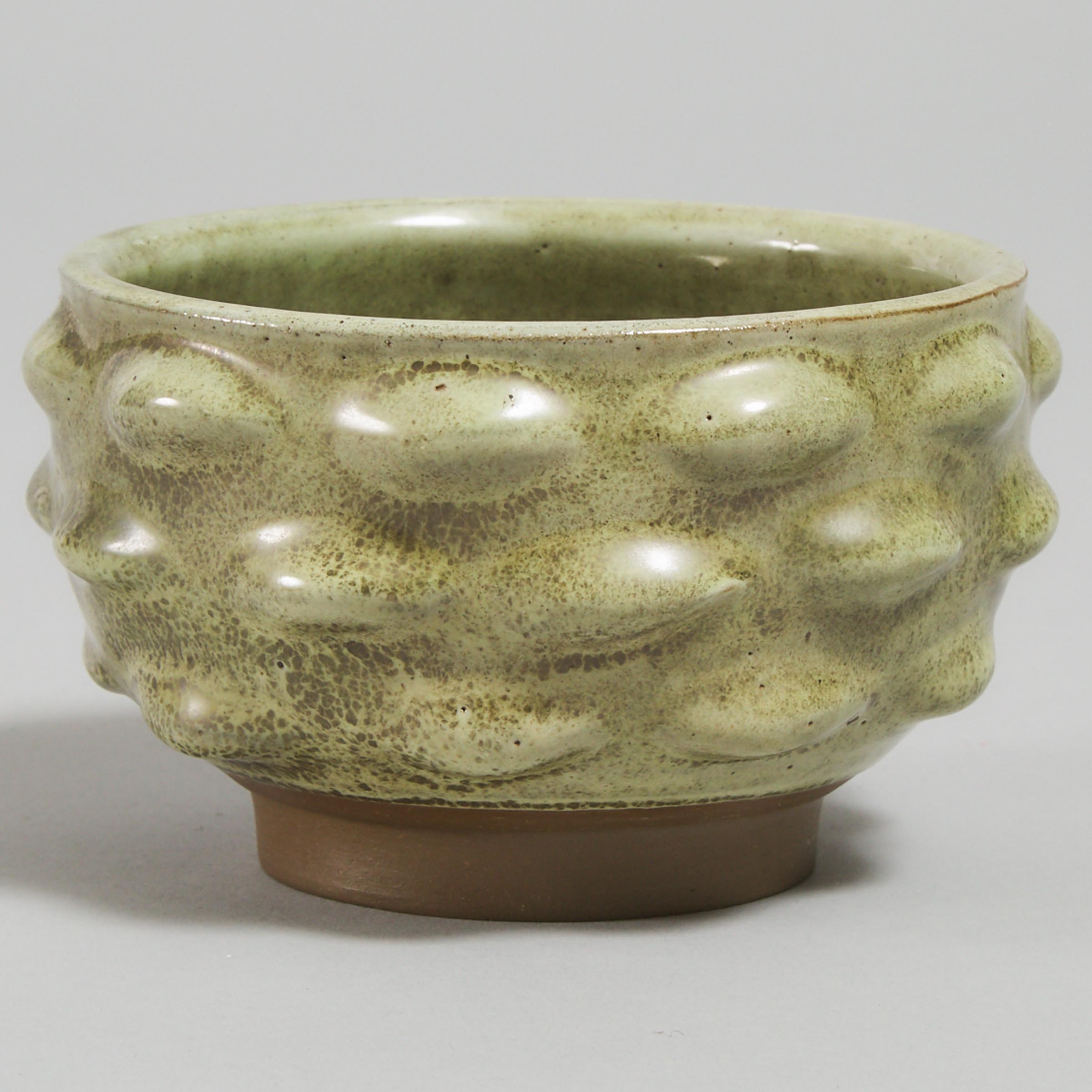 Deichmann Mottled Green Glazed Stoneware 'Kish' Bowl, Kjeld & Erica Deichmann, mid-20th century