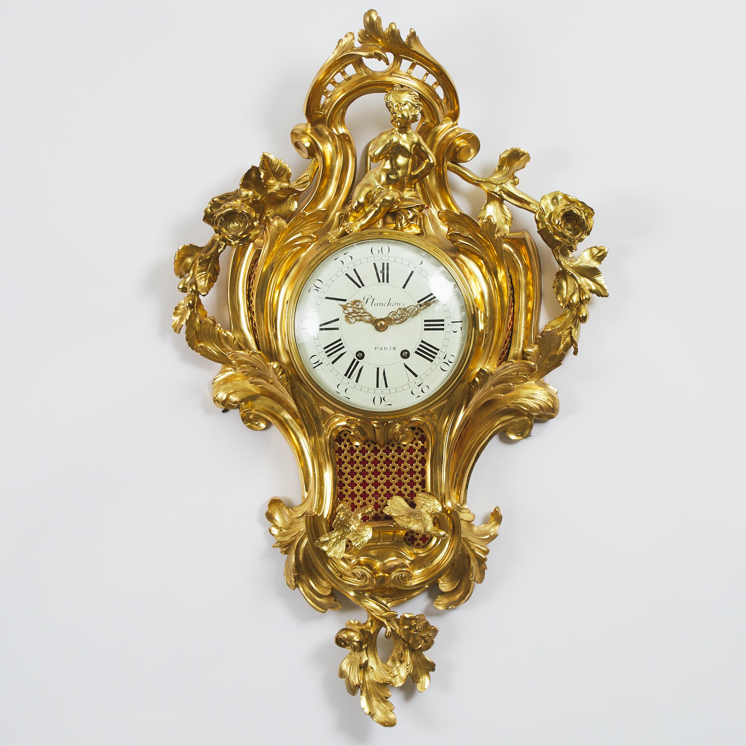 Napoleon III French Gilt Bronze Cartel Clock, Planchon å Paris, mid-late 19th century