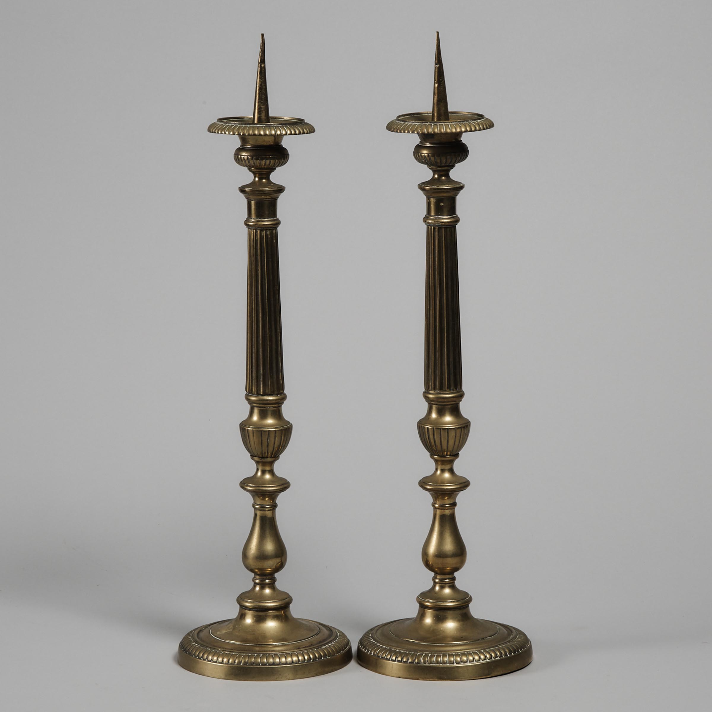 Pair of Brass Pricket Candlesticks, 19th century