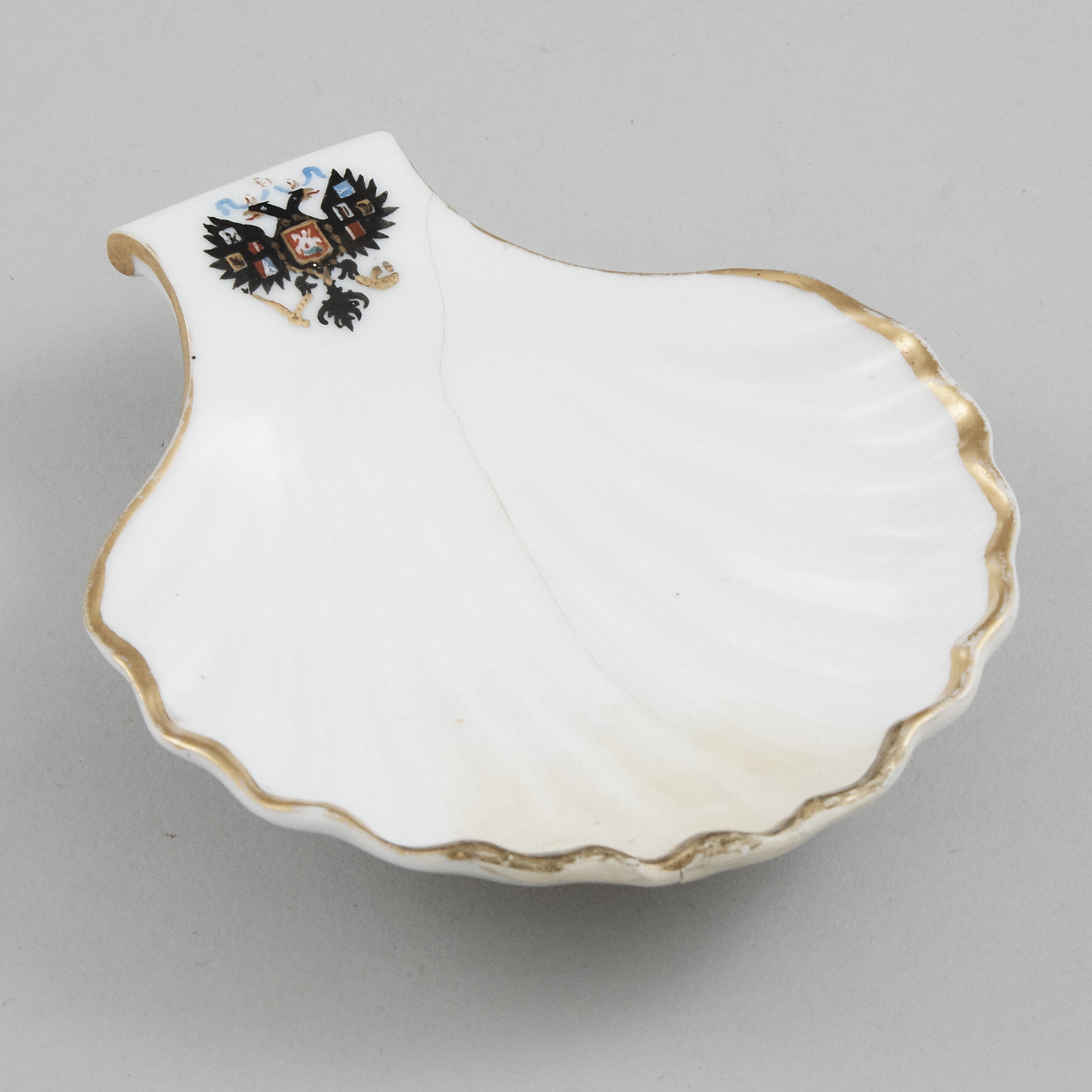 Russian Imperial Porcelain Shell Dish, from the Coronation Service, period of Alexander III (1881-94)