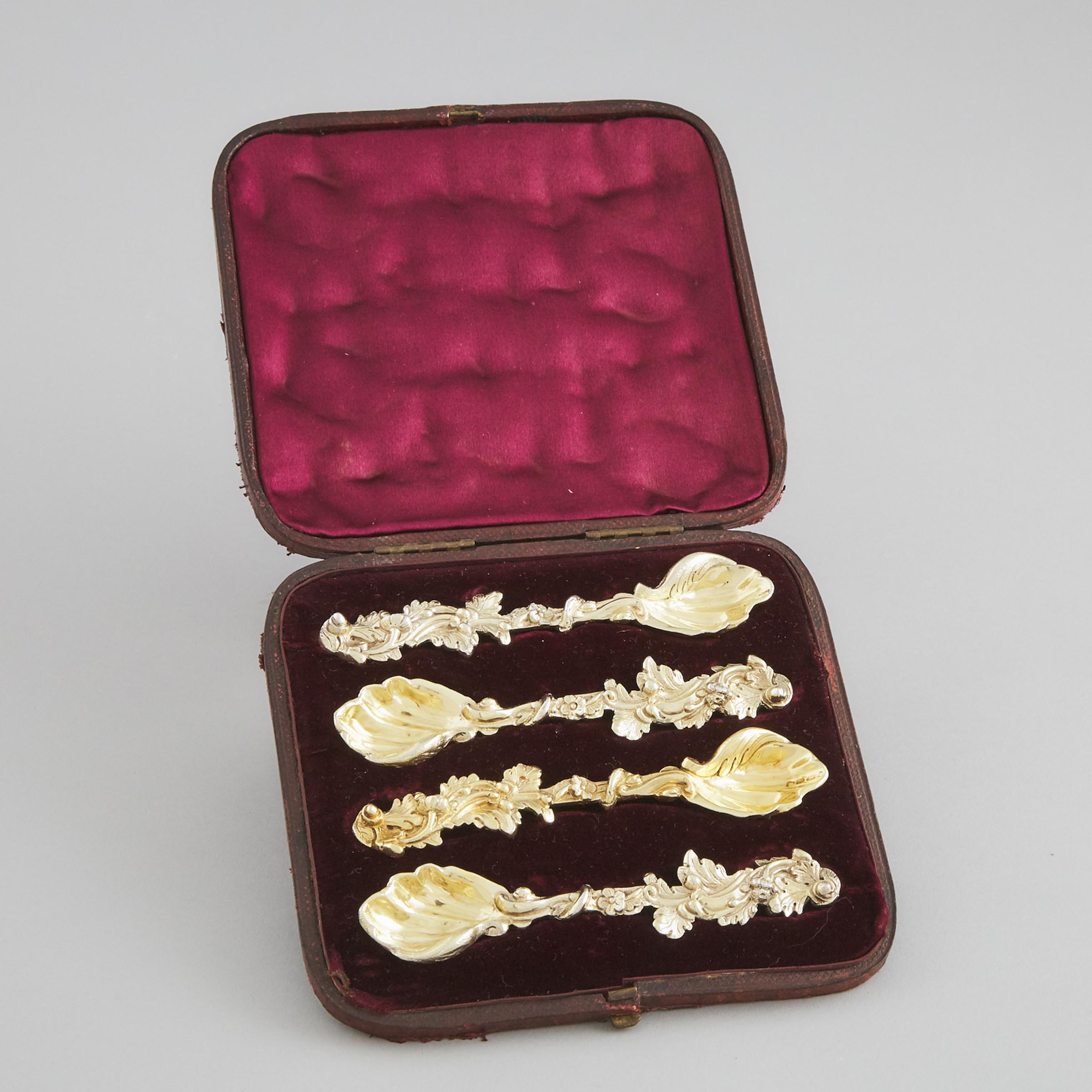Four George III Cast Silver-Gilt Salt Spoons, Joseph Craddock & William Ker Reid, London, 1817