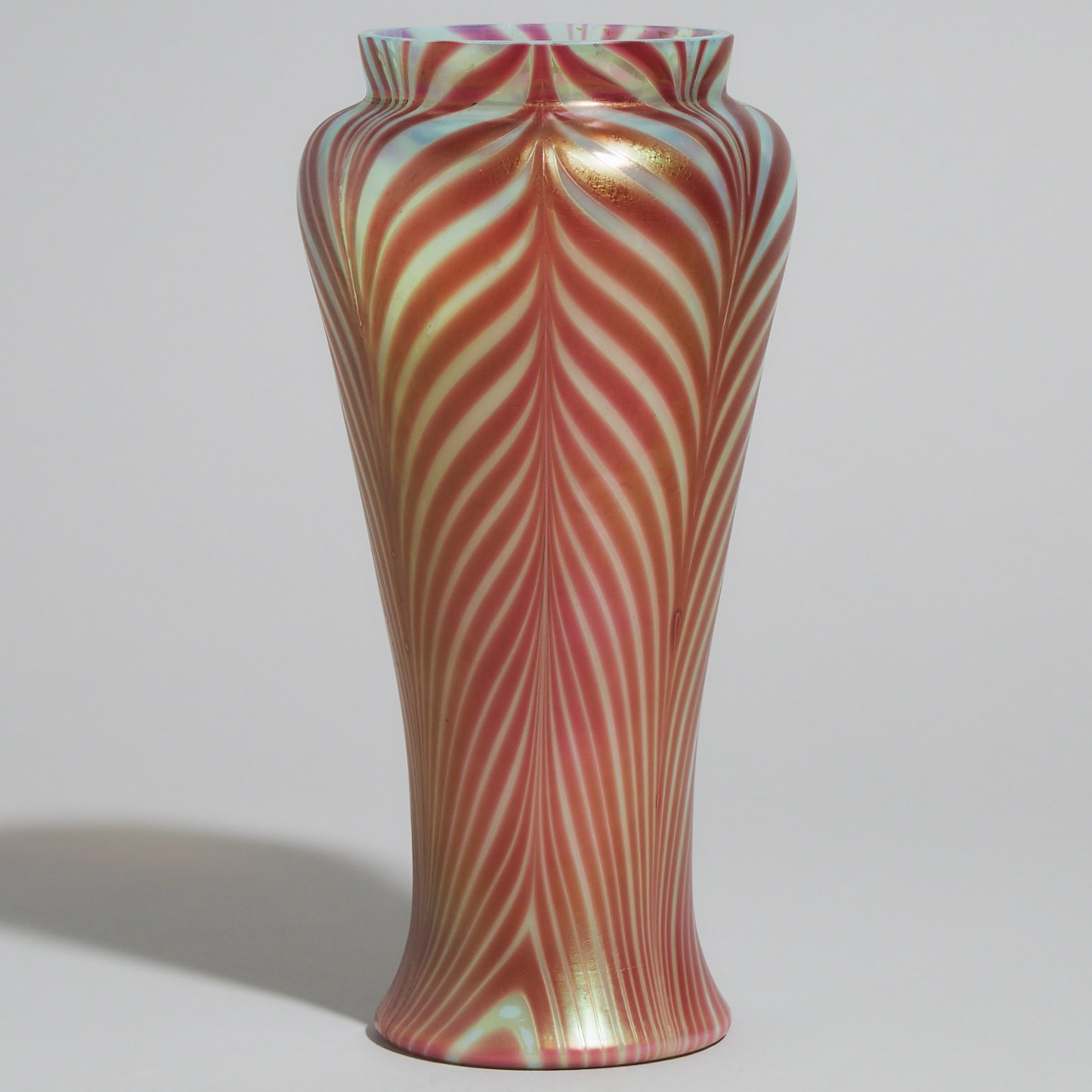 Austrian Pulled Feather Iridescent Glass Vase, early 20th century