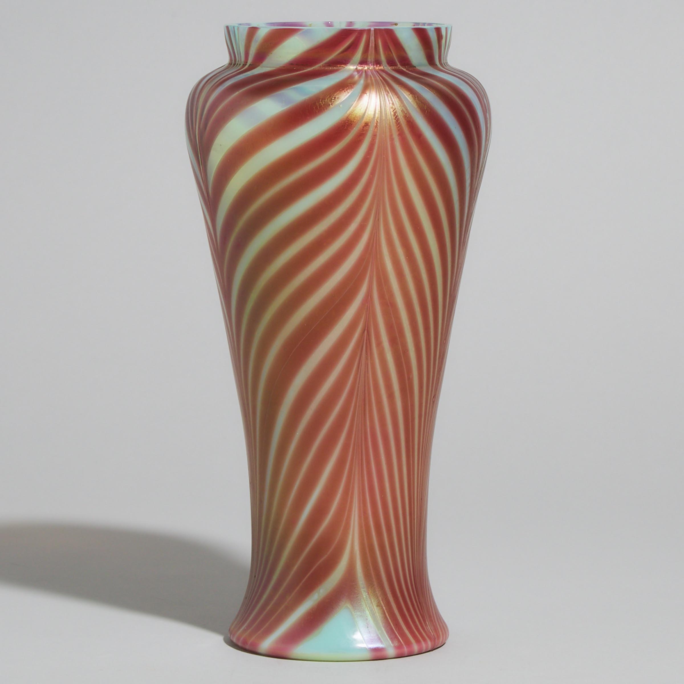 Austrian Pulled Feather Iridescent Glass Vase, early 20th century