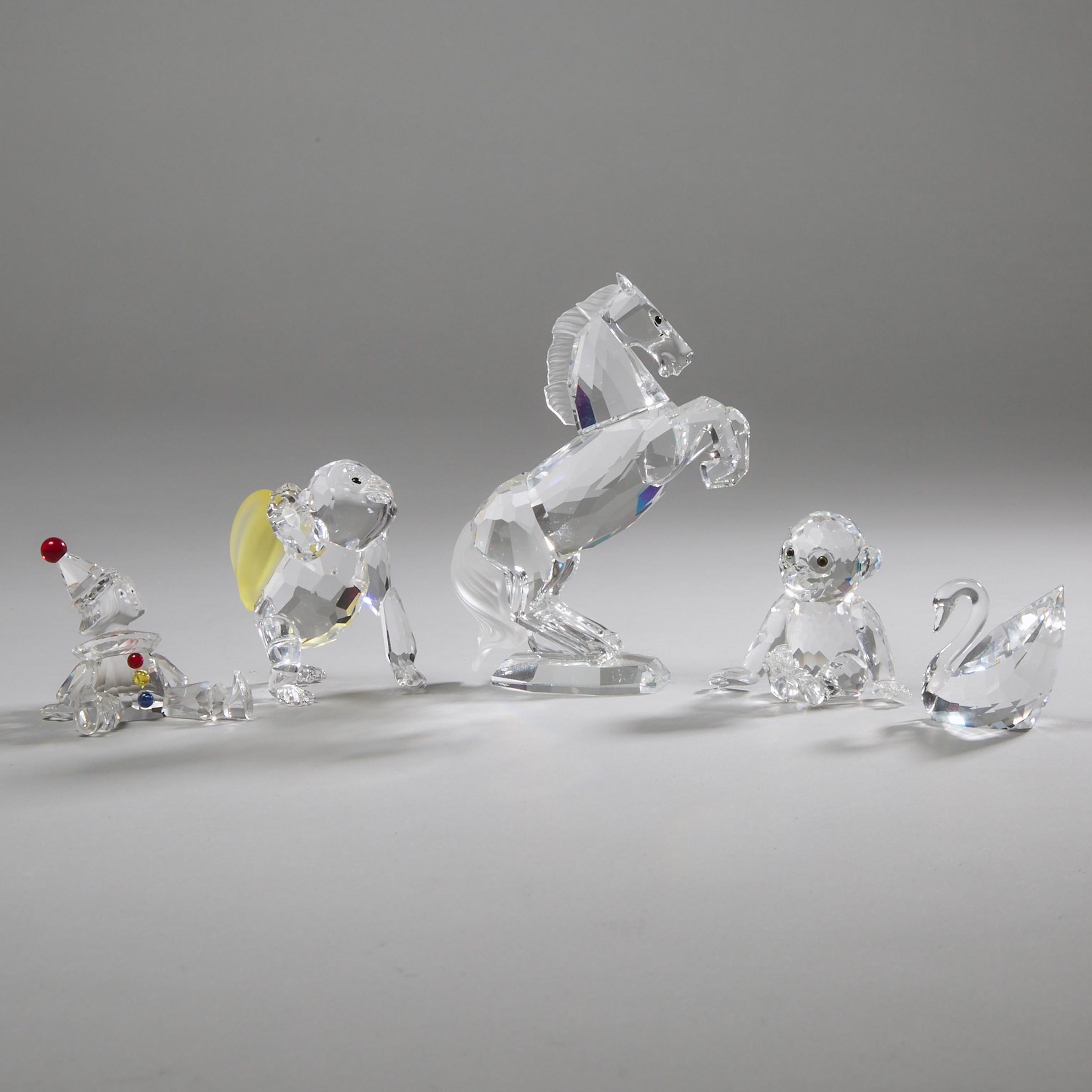 Five Swarovski Crystal Figurines, late 20th/early 21st century