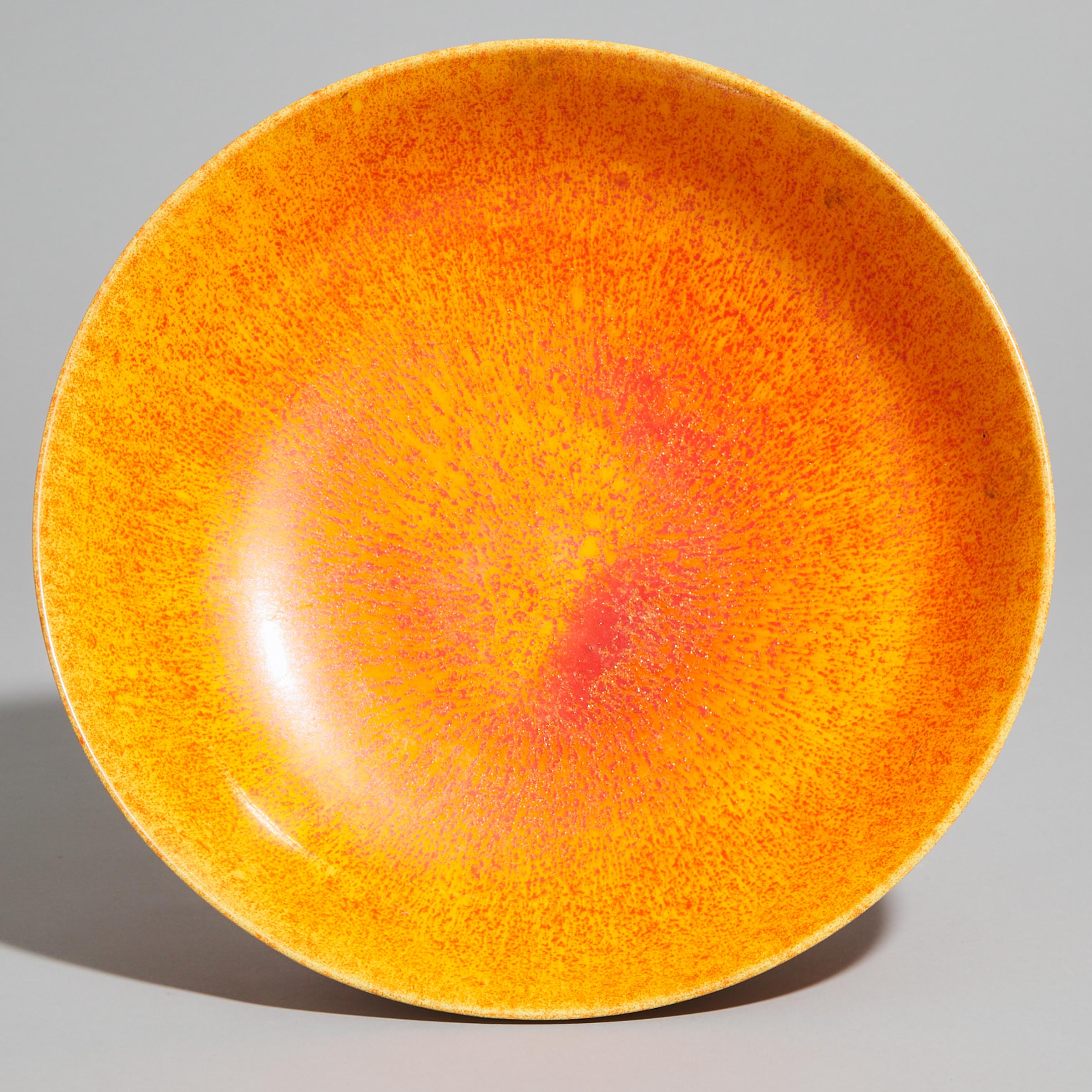 Pilkington's Royal Lancastrian Mottled Orange Glazed Fruit Bowl, c.1920-38