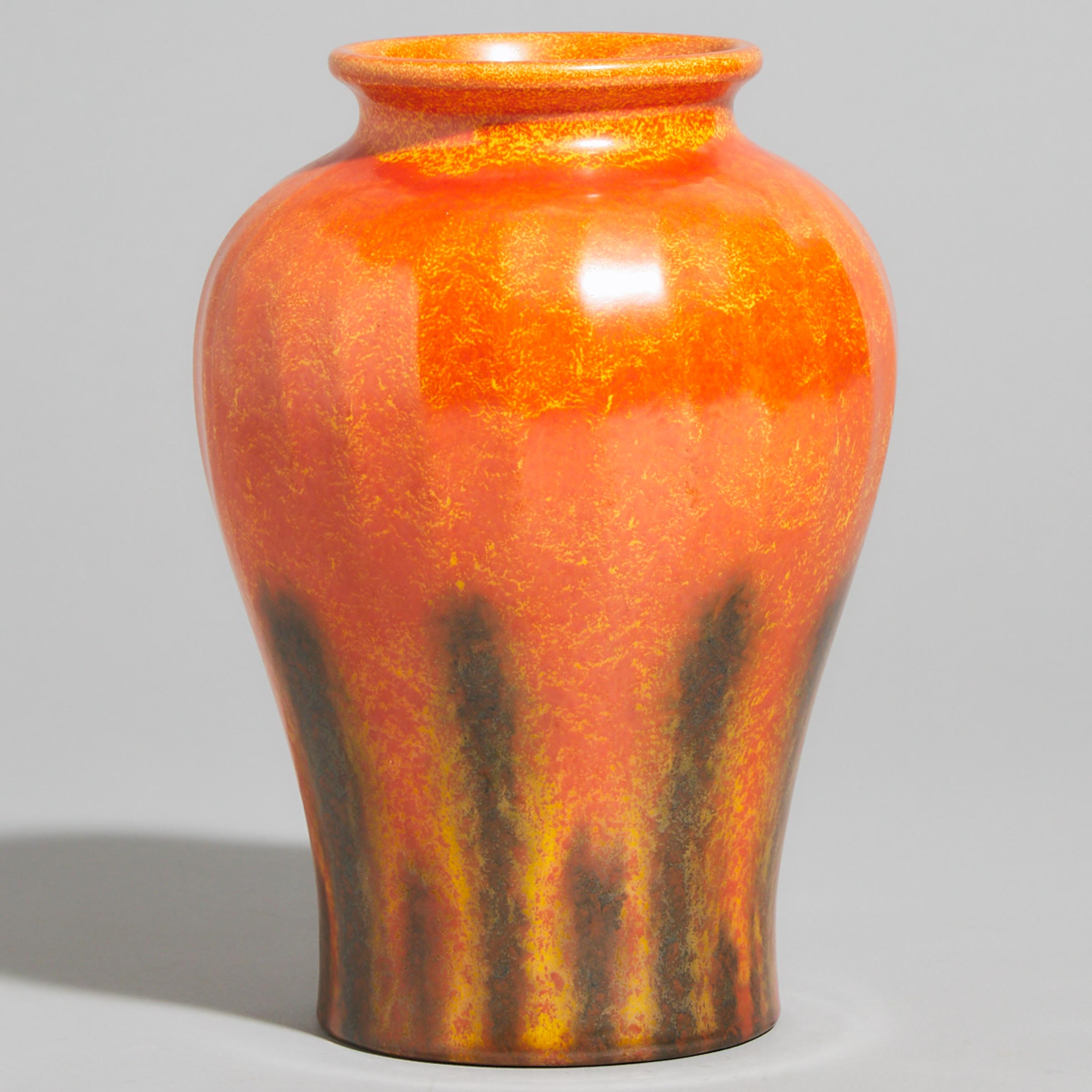 Pilkington's Royal Lancastrian Mottled Orange Glazed Vase, c.1920-38