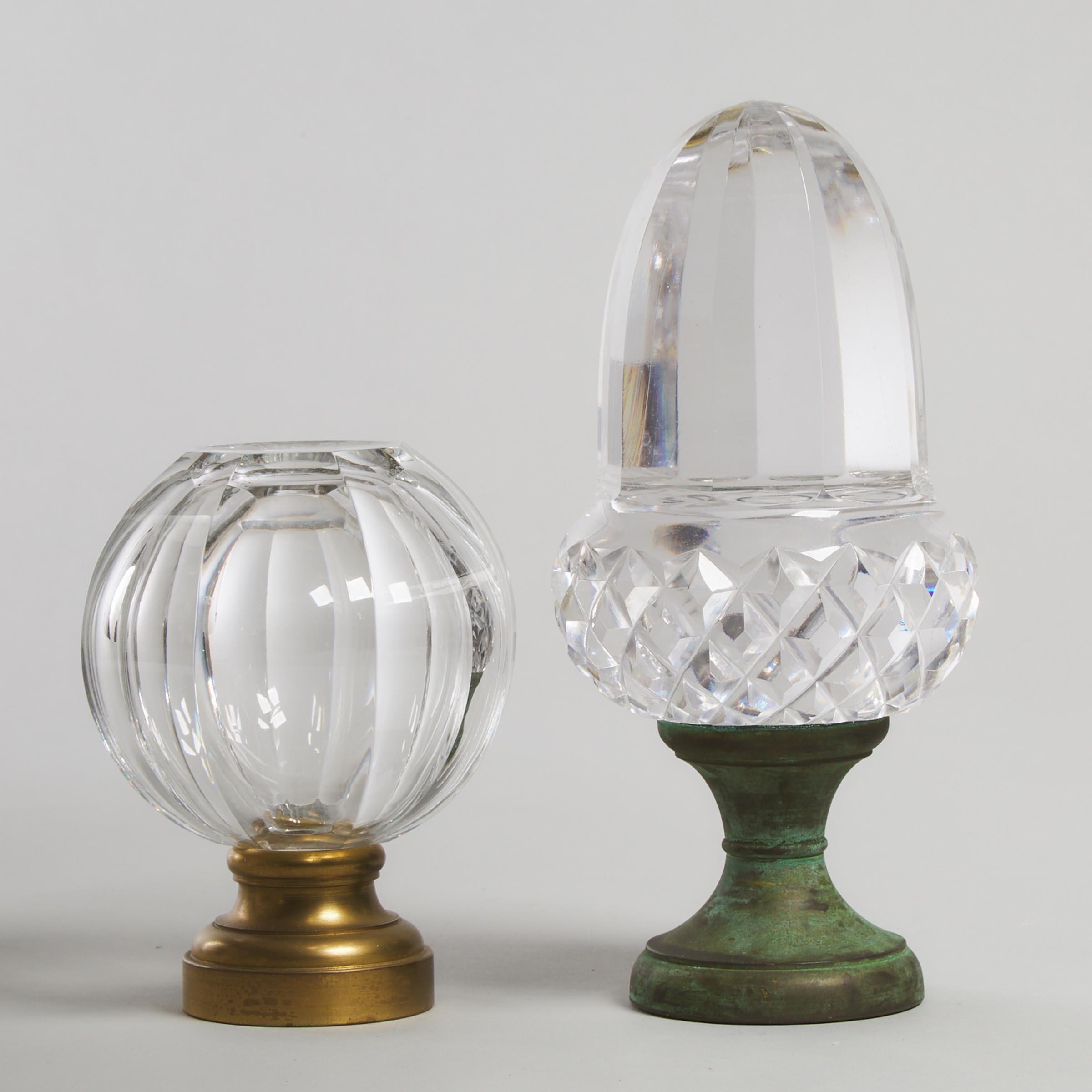 Two French Cut Glass Newel Post Finials, 19th century