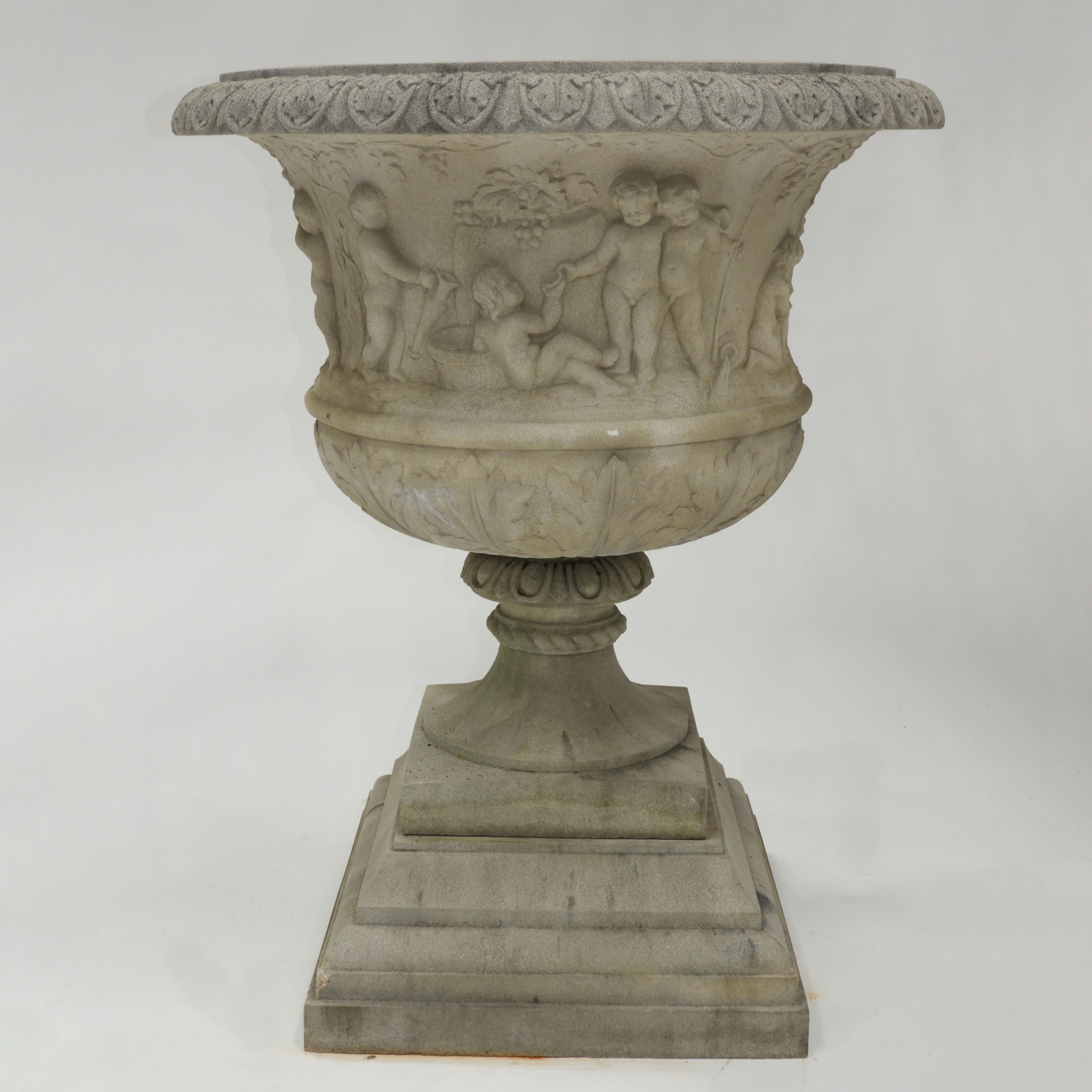 Large Neoclassical Campagna Urn Form Concrete Compostion Jardiniere, 20th century