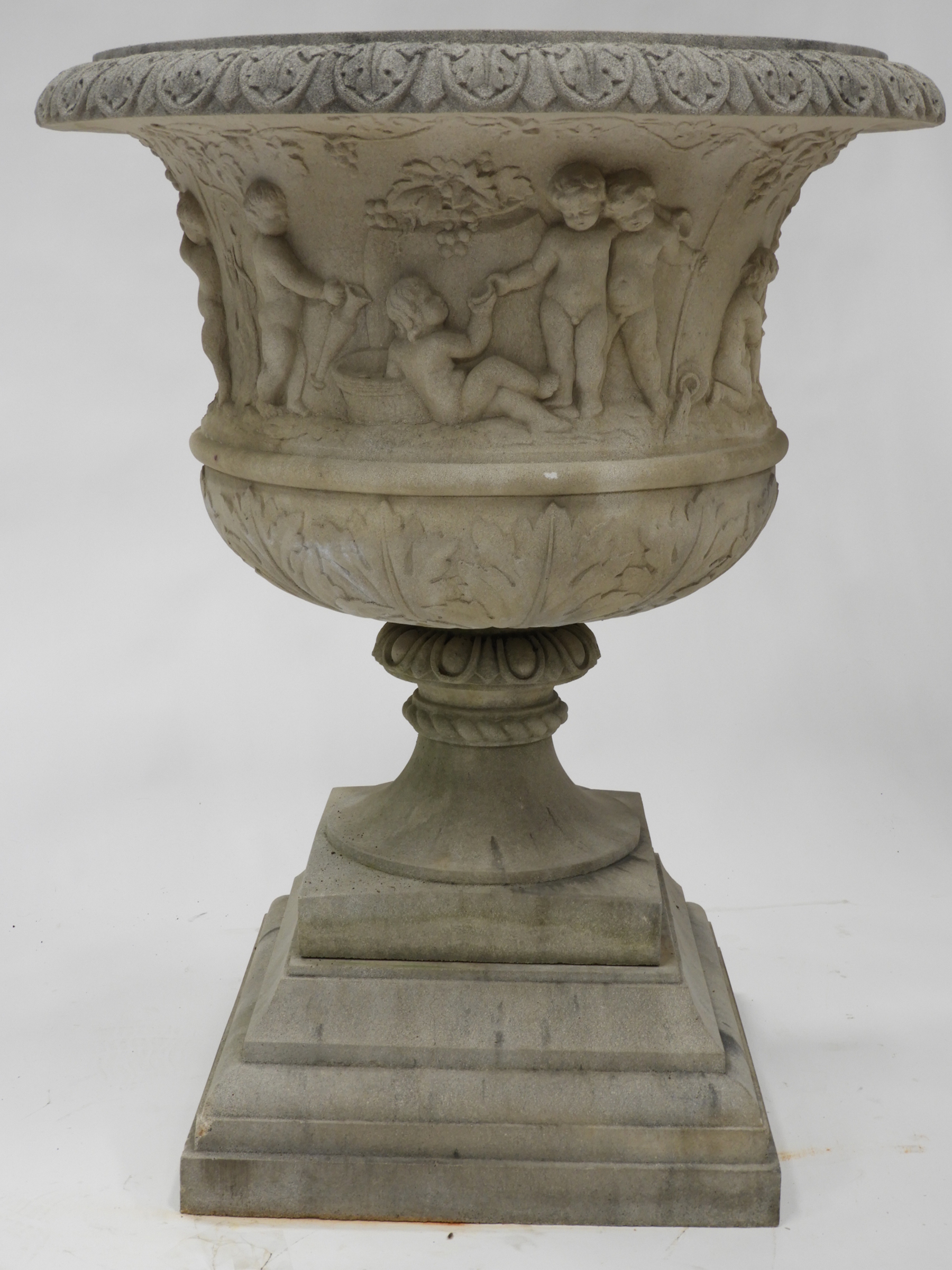 Large Neoclassical Campagna Urn Form Concrete Compostion Jardiniere, 20th century