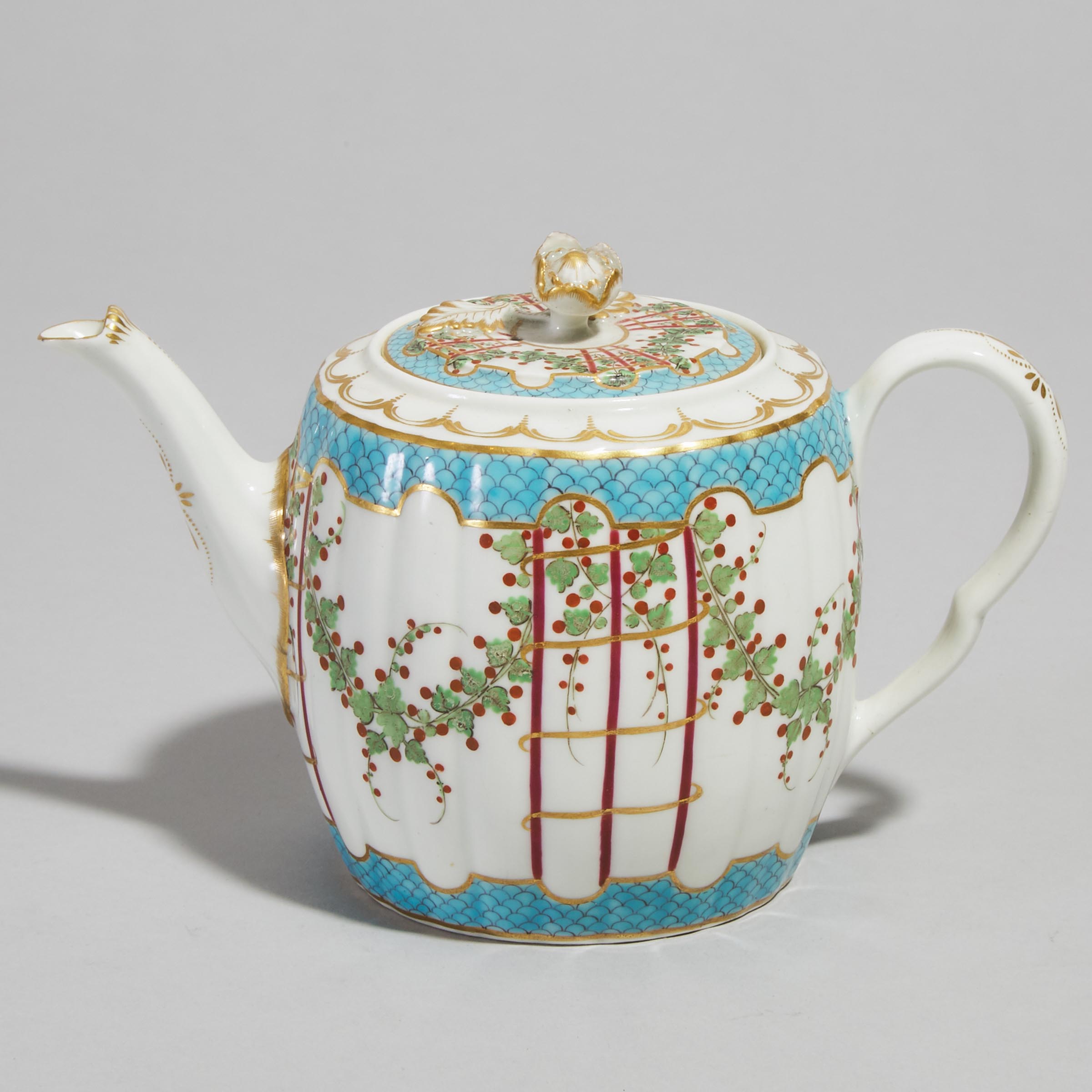 Worcester 'Hop Trellis' Teapot, c.1775
