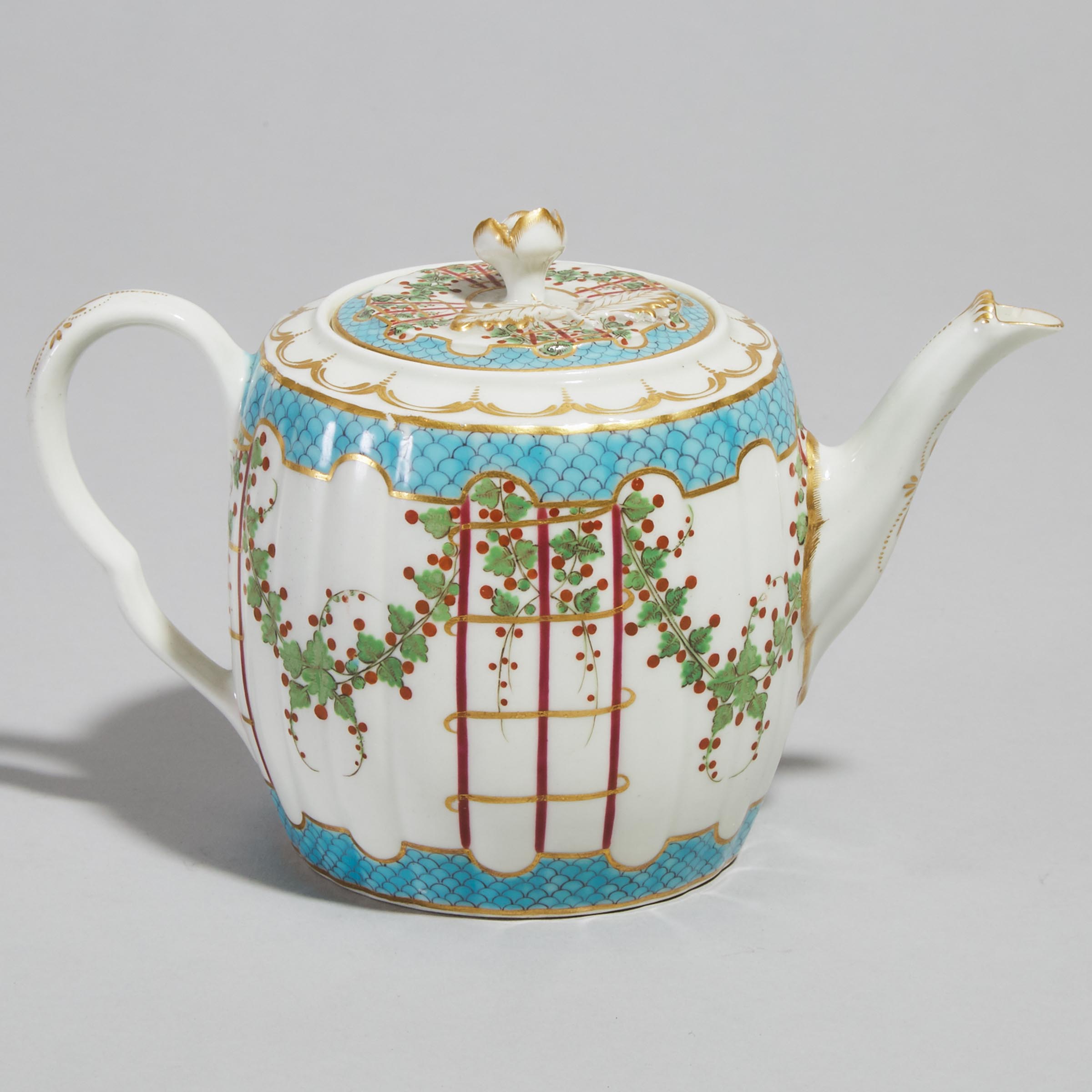 Worcester 'Hop Trellis' Teapot, c.1775
