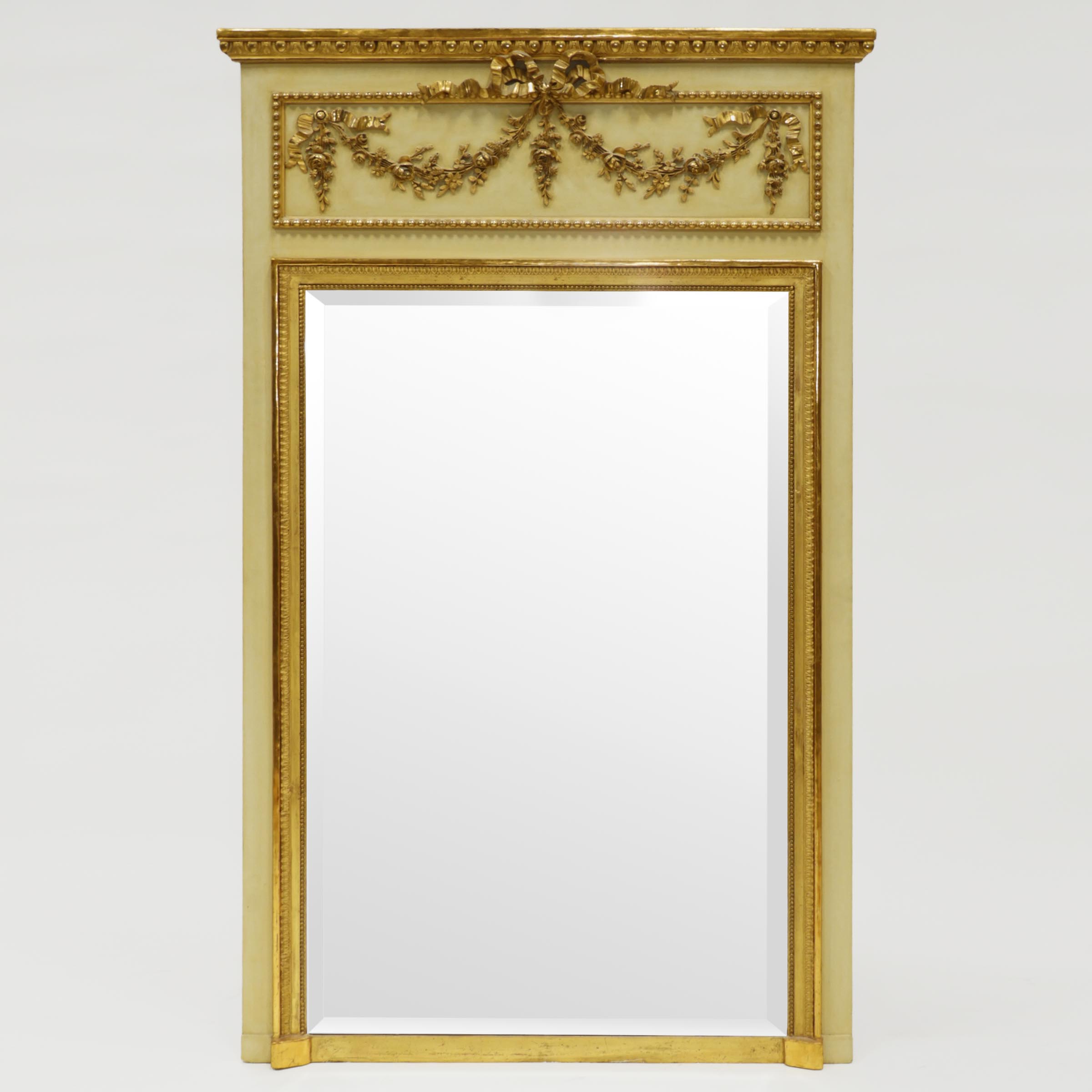 Louis XVI Style Painted and Gilt Trumeau Mirror, early 20th century