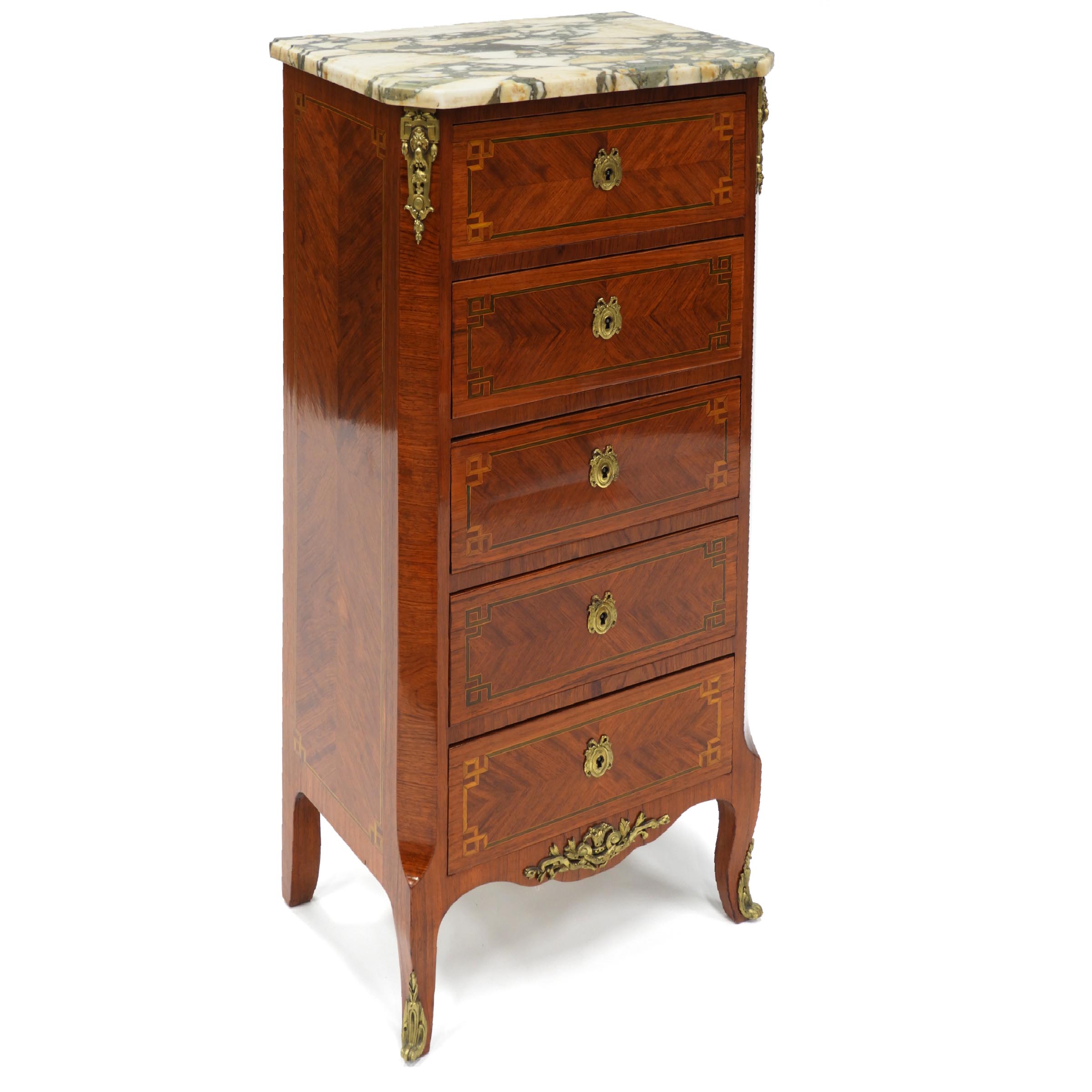 French Ormolu Mounted Parquetry Chiffonière, c.1900