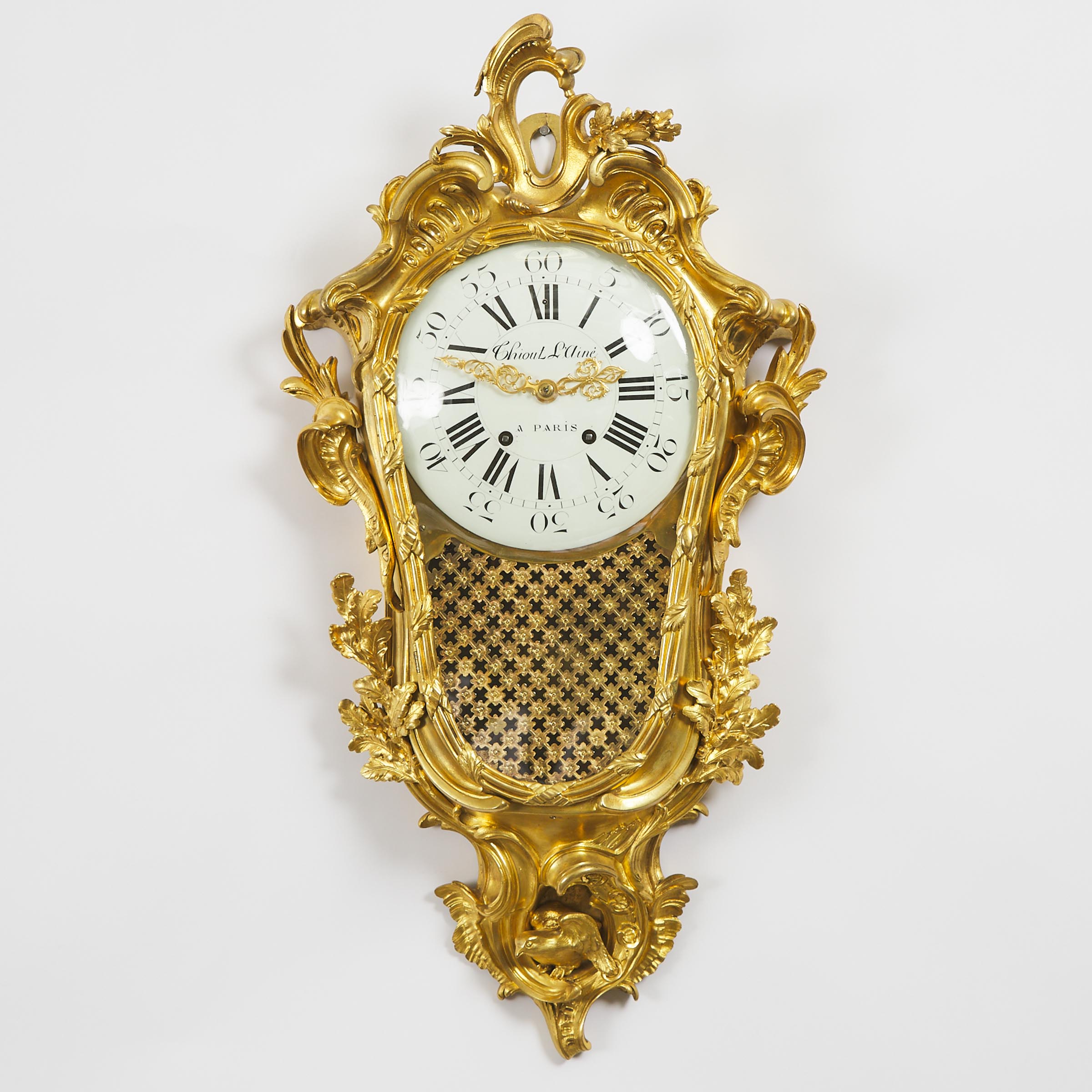 French Rococo Style Gilt Bronze Cartel Clock, Chiout L'Aine, Paris, mid-late 19th century