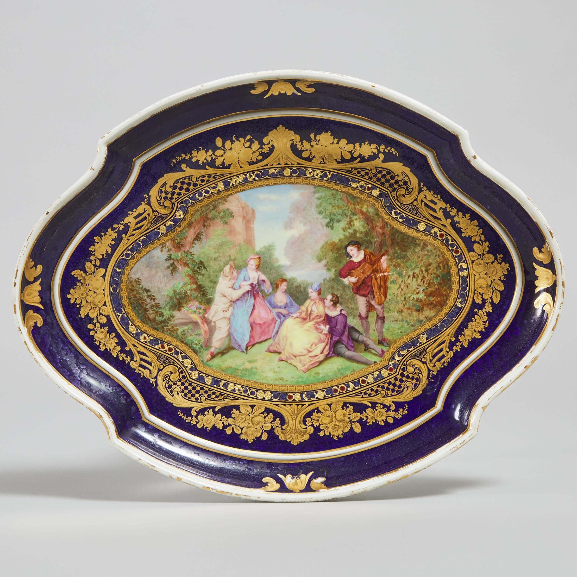 'Sèvres' Blue Ground Oval Tray, late 19th century