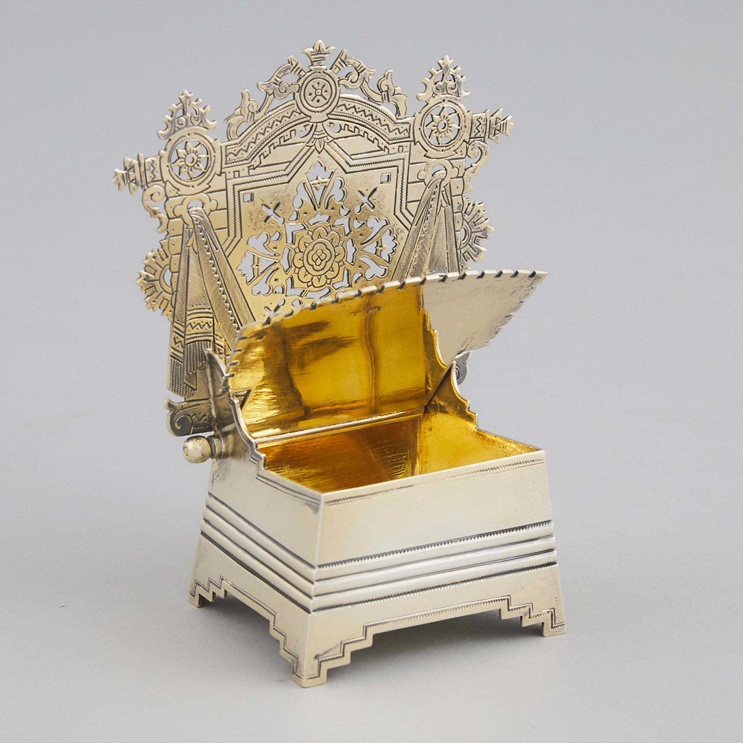 Russian Silver-Gilt Salt Chair, Alexander Fulid, Moscow, late 19th century