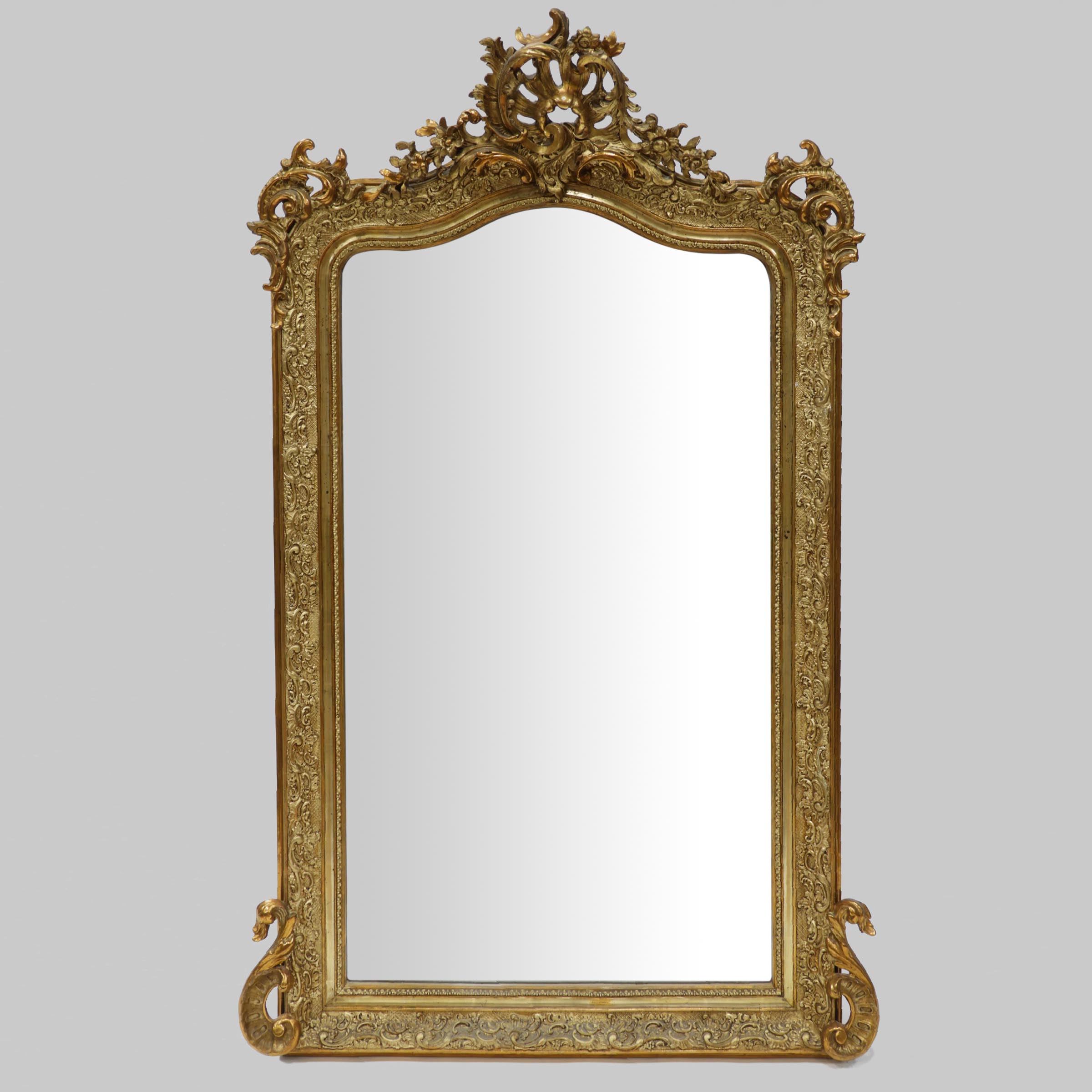 Rococo Revival Giltwood Over Mantle Mirror, late 19th century