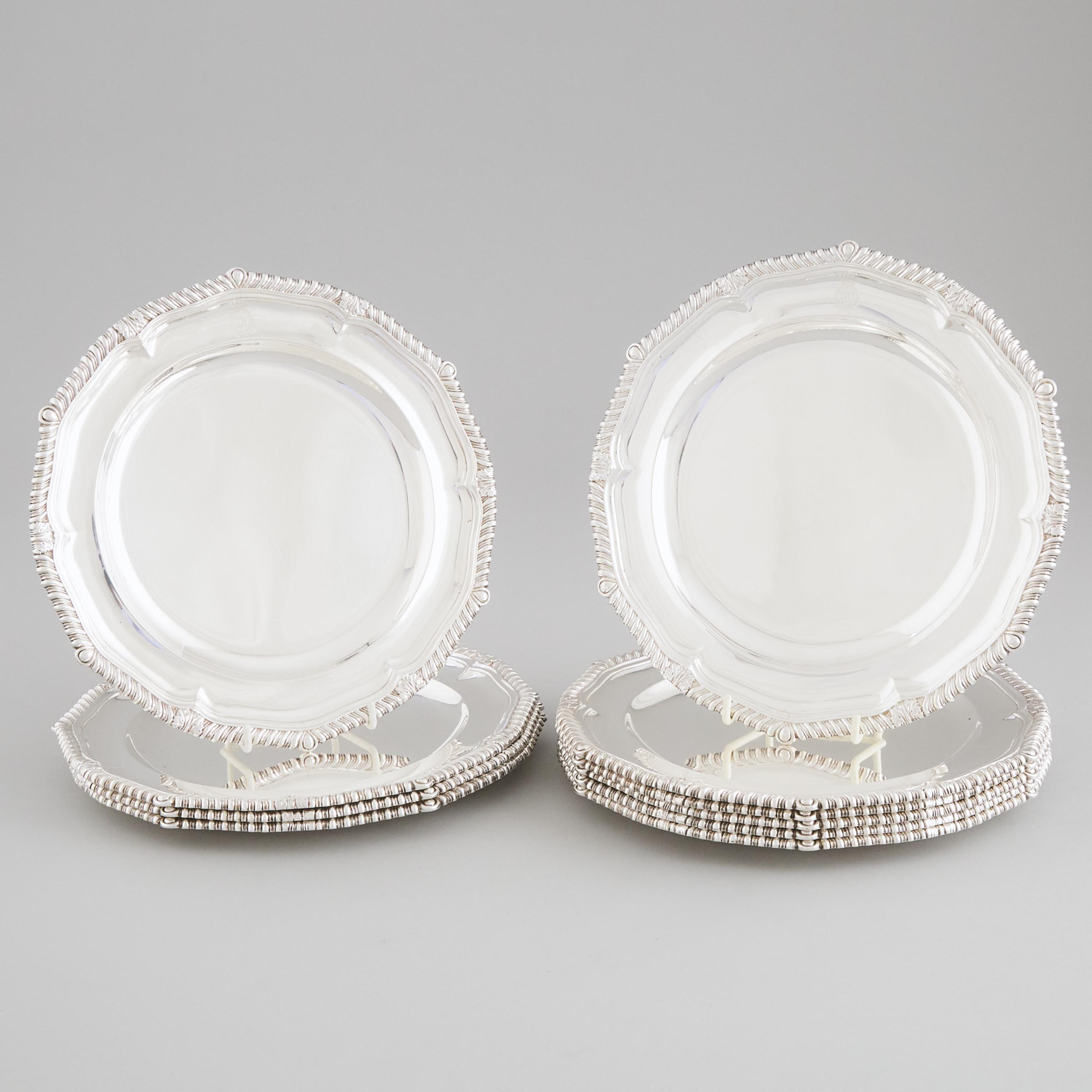 Set of Ten George III Silver Dinner Plates, Paul Storr, London, 1808/09