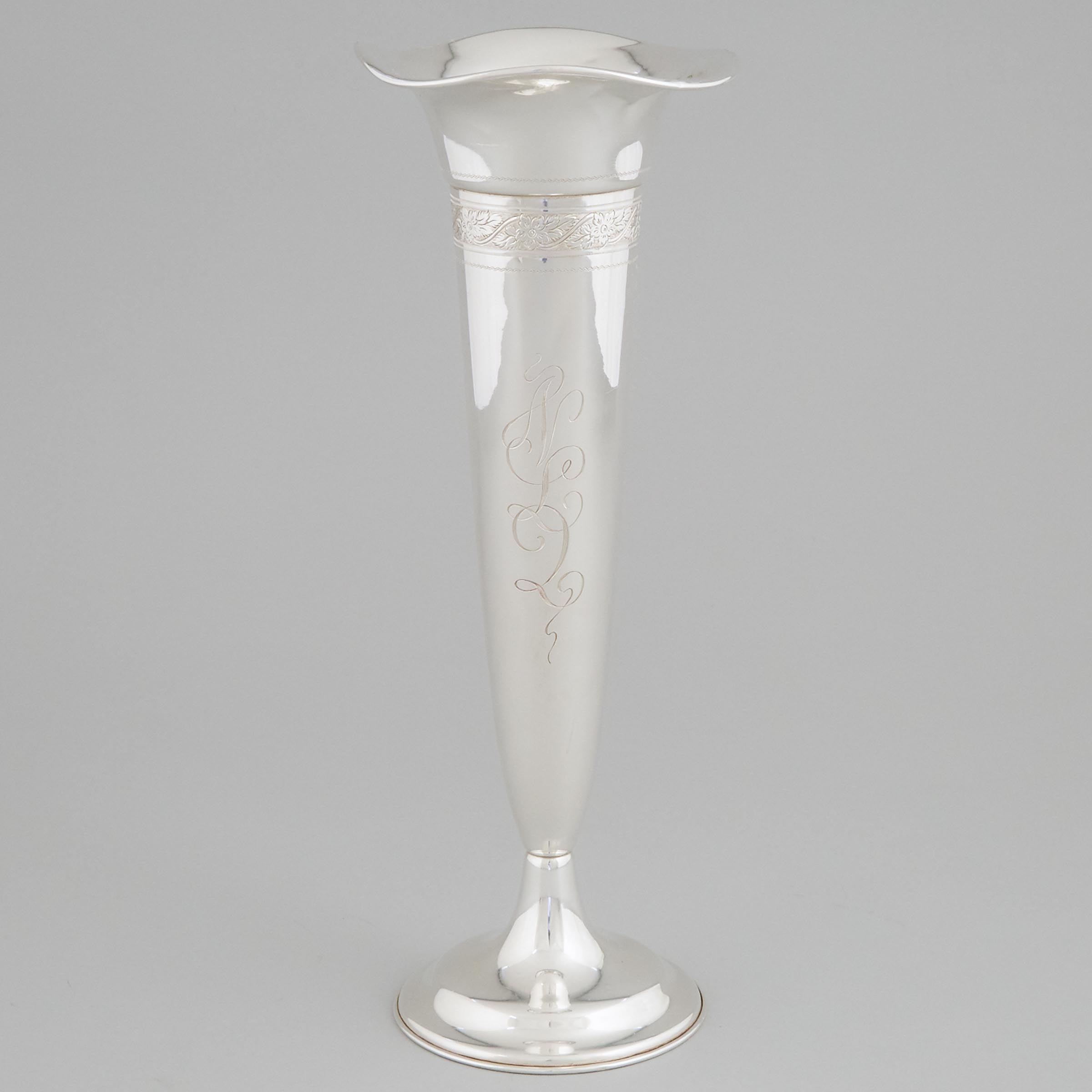 American Silver Trumpet Vase, Gorham Mfg. Co., Providence, R.I., 20th century