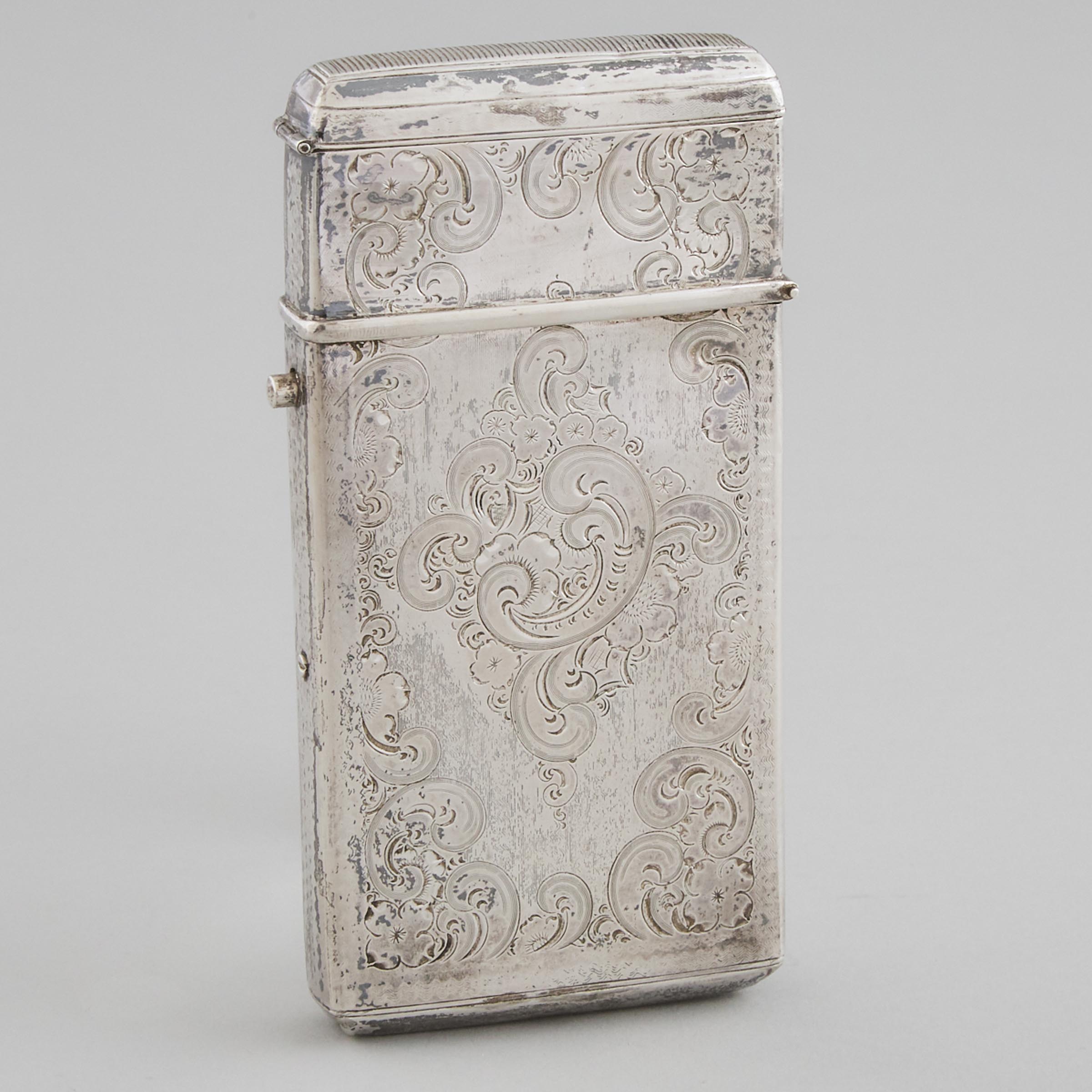 Dutch Silver Cigar Case with Vesta Compartment, Cornelis Monteban, Schoonhoven, late 19th century