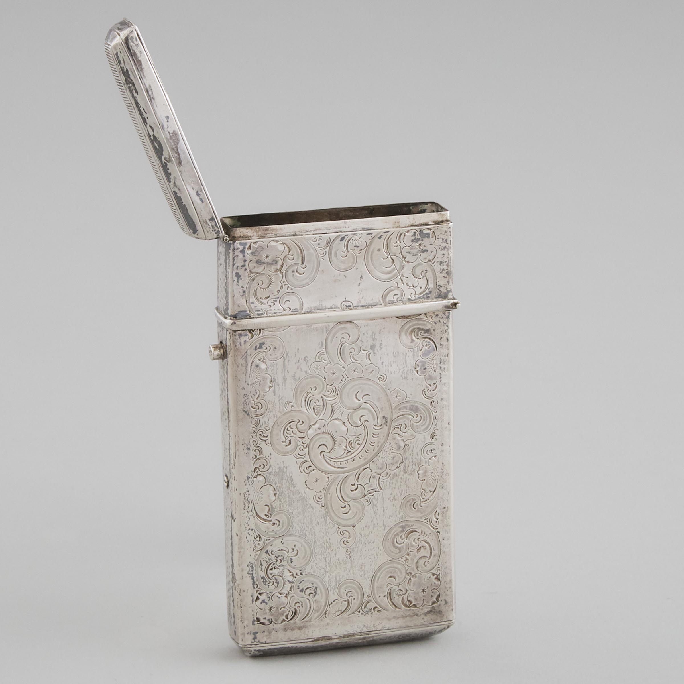 Dutch Silver Cigar Case with Vesta Compartment, Cornelis Monteban, Schoonhoven, late 19th century