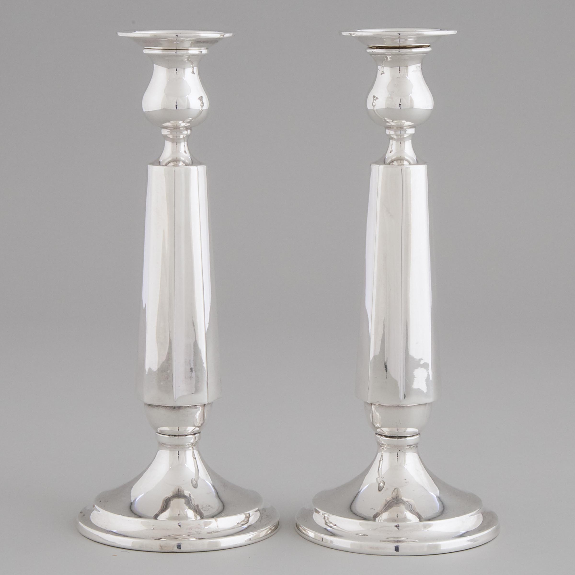Pair of North American Silver Table Candlesticks, 20th century