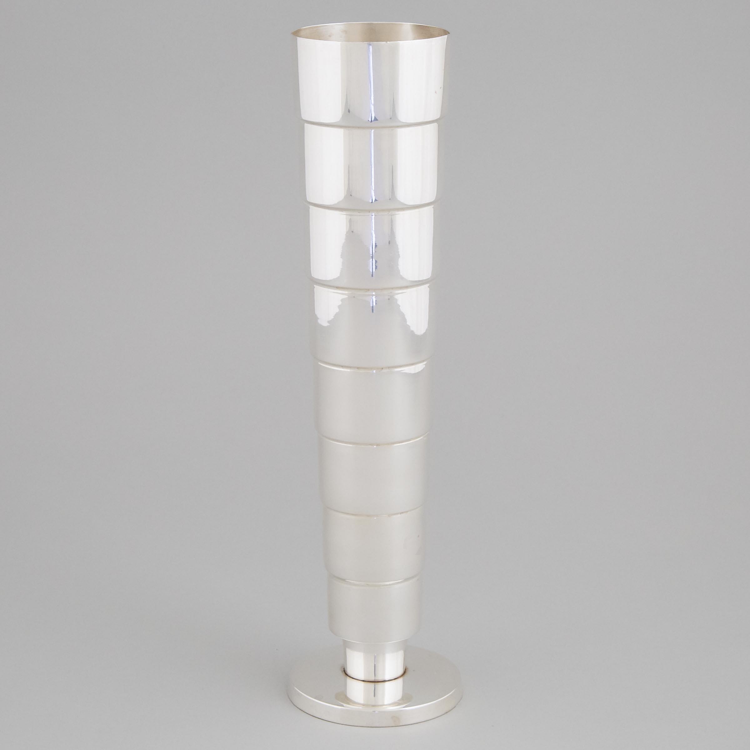 American Silver Plated 'Today' Vase, Kem Weber (designed 1927), late 20th century